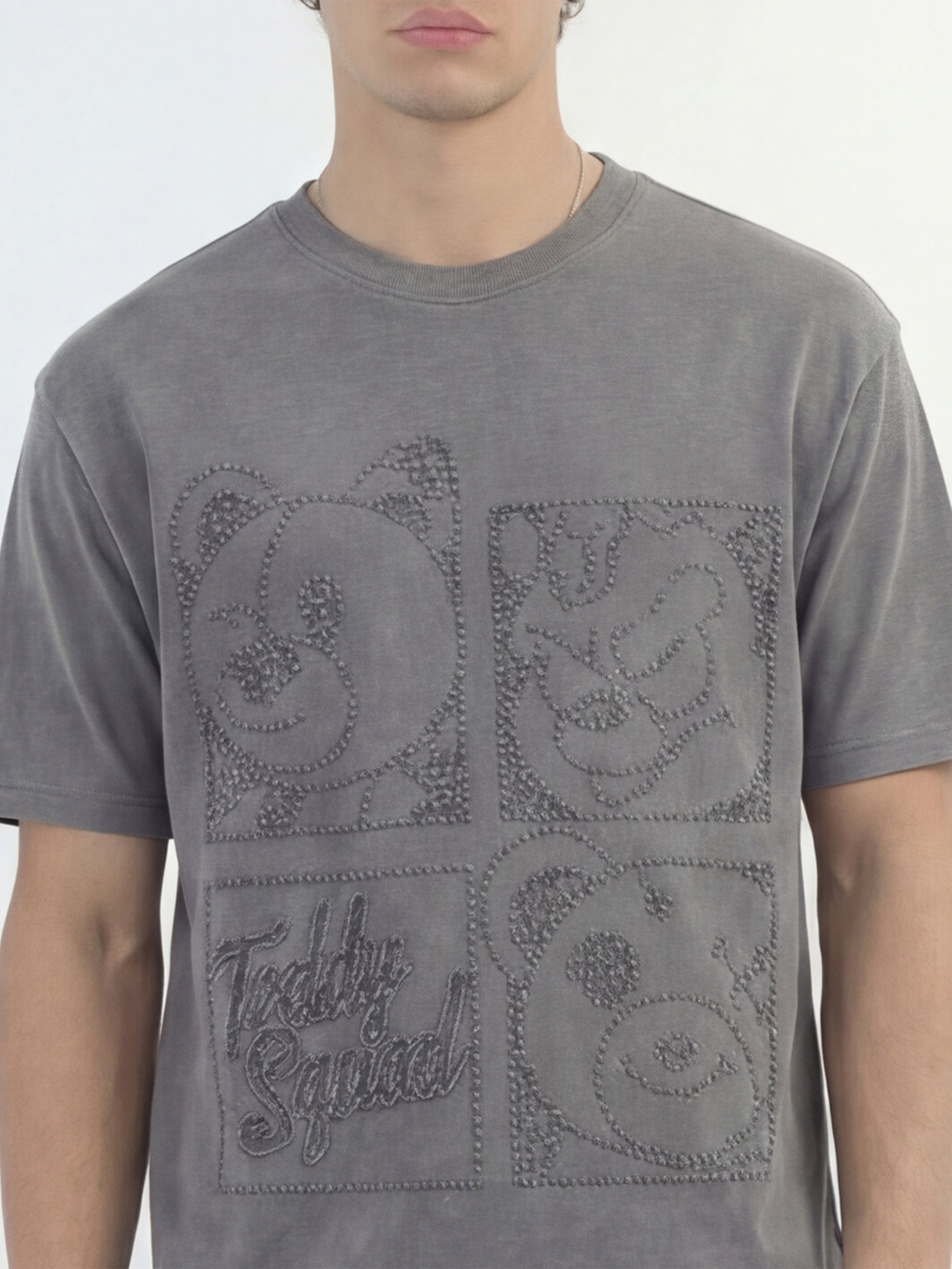 Highlander Men Grey Embroidered Round Neck T-Shirt - Grey - Image 8
