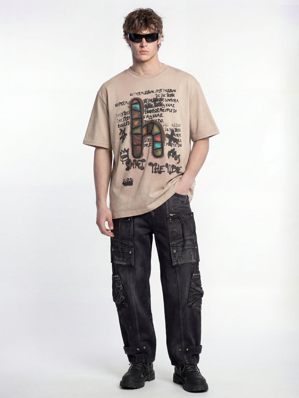 Highlander Men Green Printed Round Neck T-Shirt - Peach - Image 4
