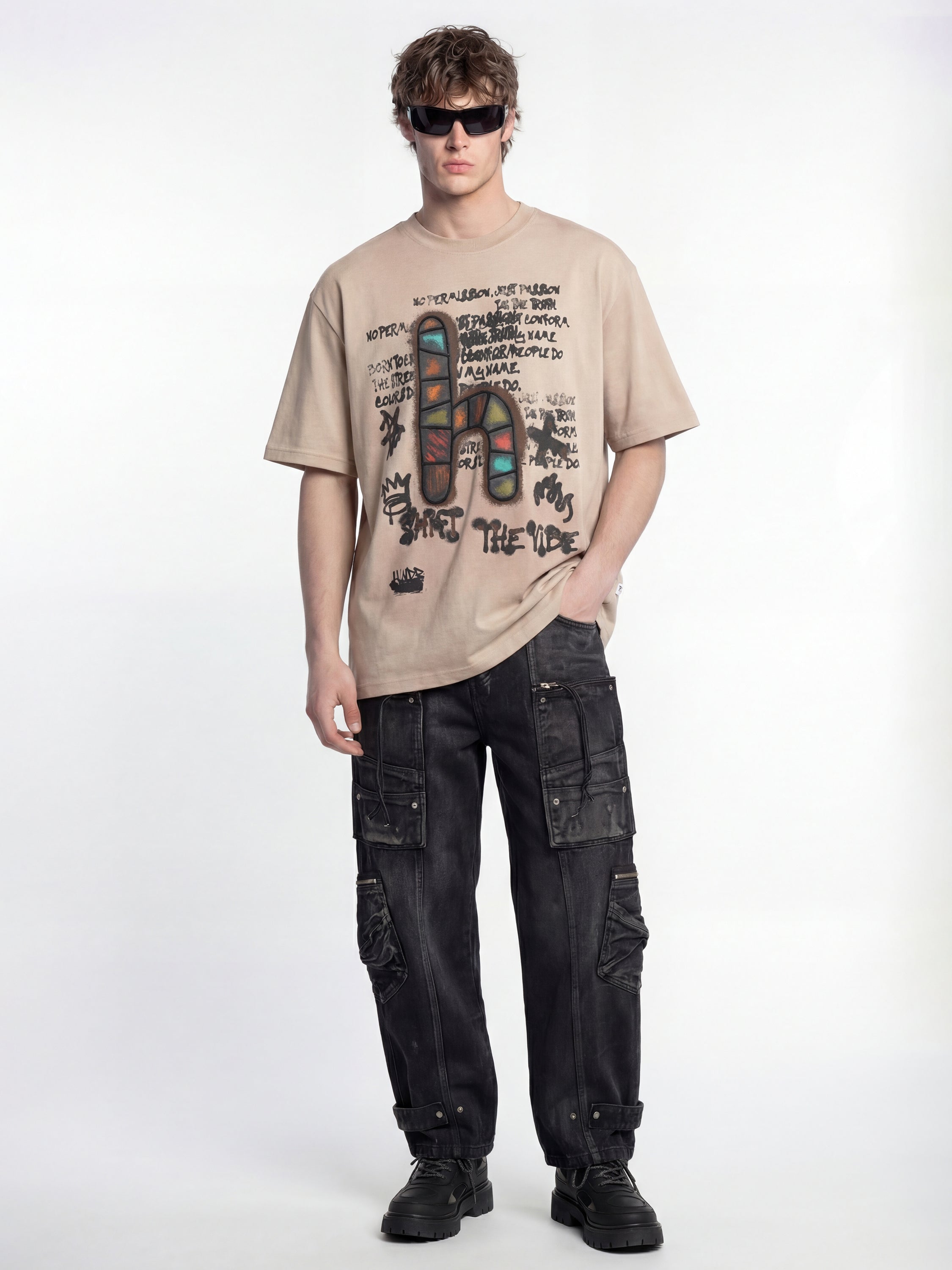 Highlander Men Green Printed Round Neck T-Shirt - Peach - Image 4