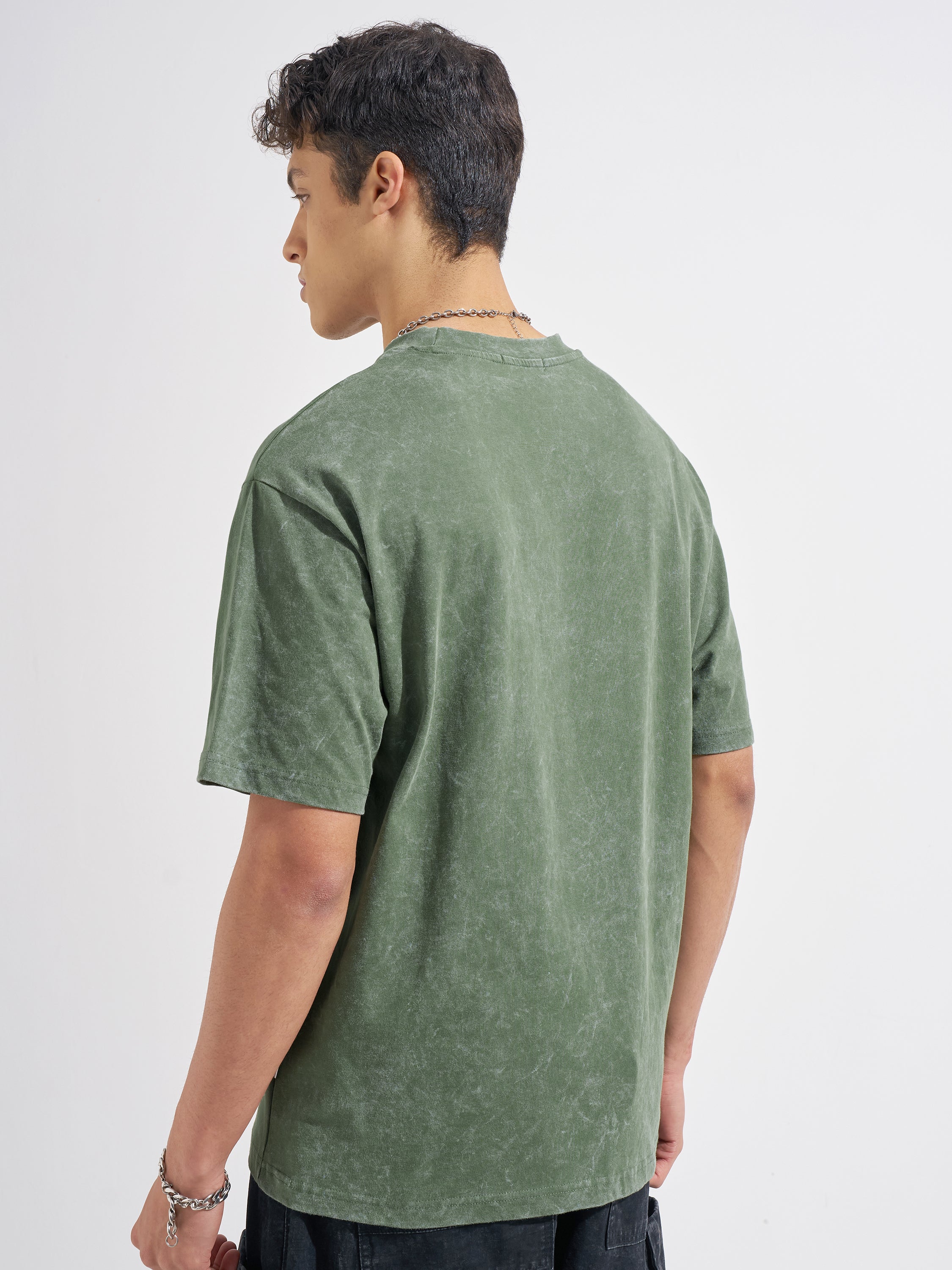 Highlander Men Olive Printed Round Neck T-Shirt
