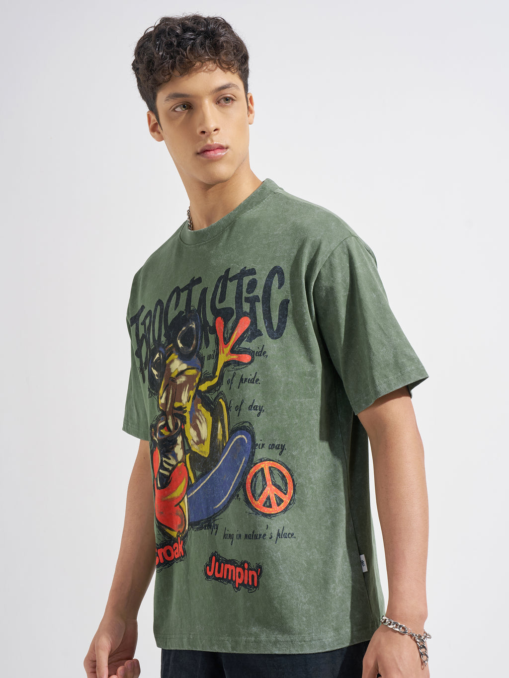 Highlander Men Olive Printed Round Neck T-Shirt
