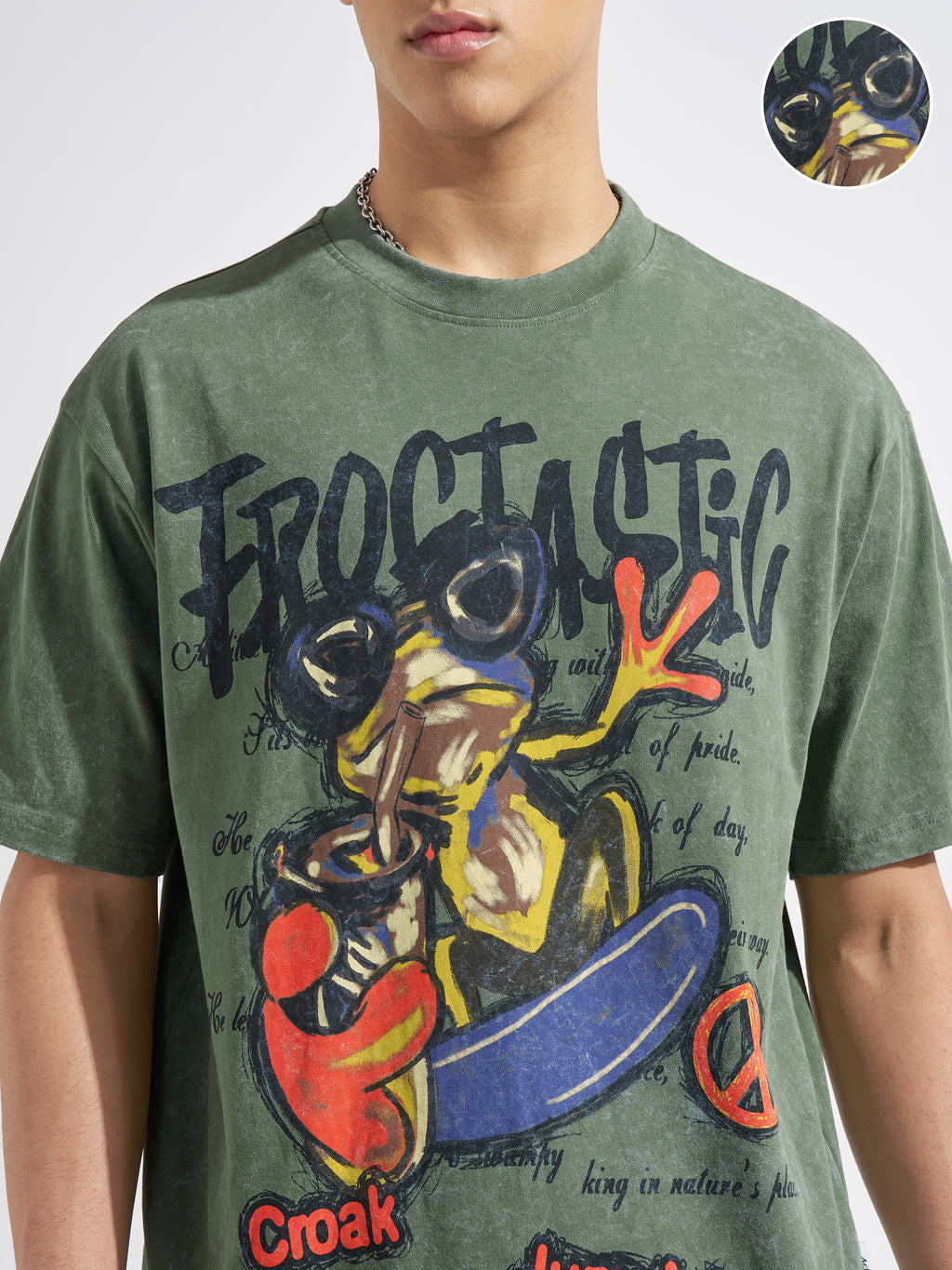 Highlander Men Olive Printed Round Neck T-Shirt