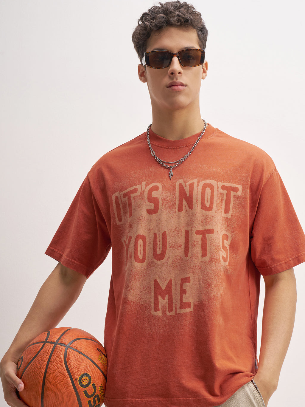 Highlander Men Orange Printed Round Neck T-Shirt - Orange - Image 1