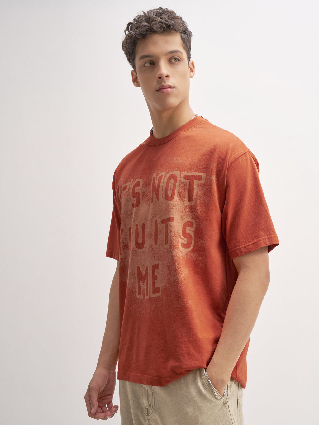 Highlander Men Orange Printed Round Neck T-Shirt - Orange - Image 4