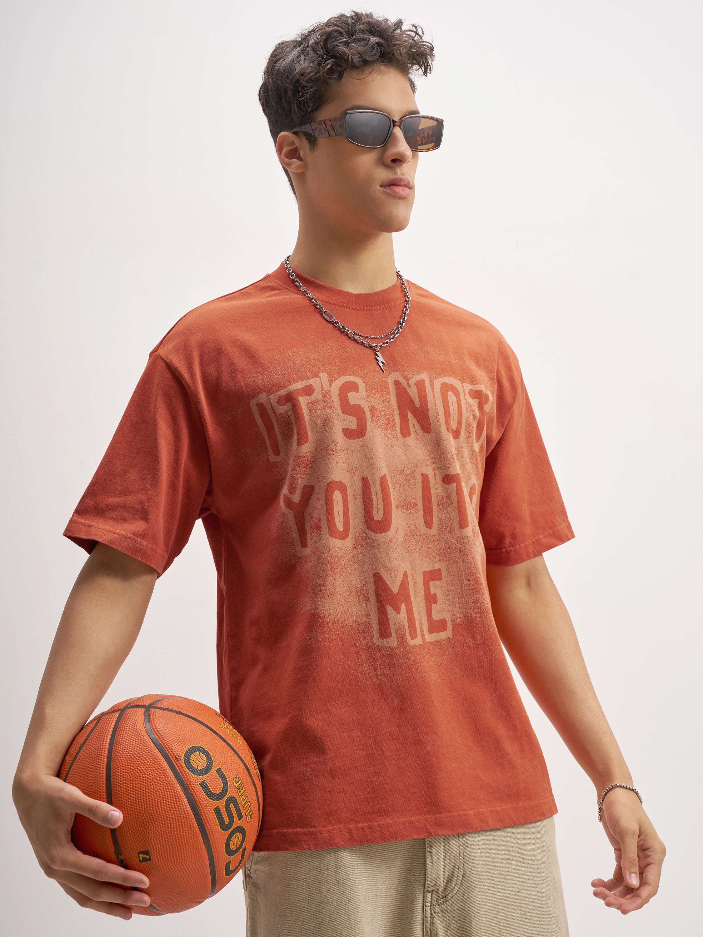 Highlander Men Orange Printed Round Neck T-Shirt - Orange - Image 6
