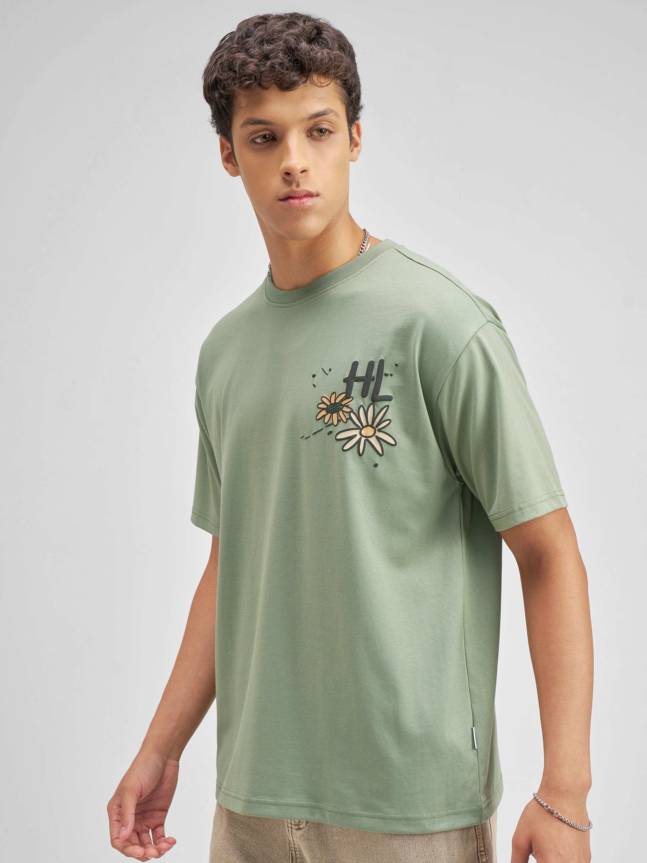 Highlander Men Olive Printed Round Neck T-Shirt - Olive - Image 4