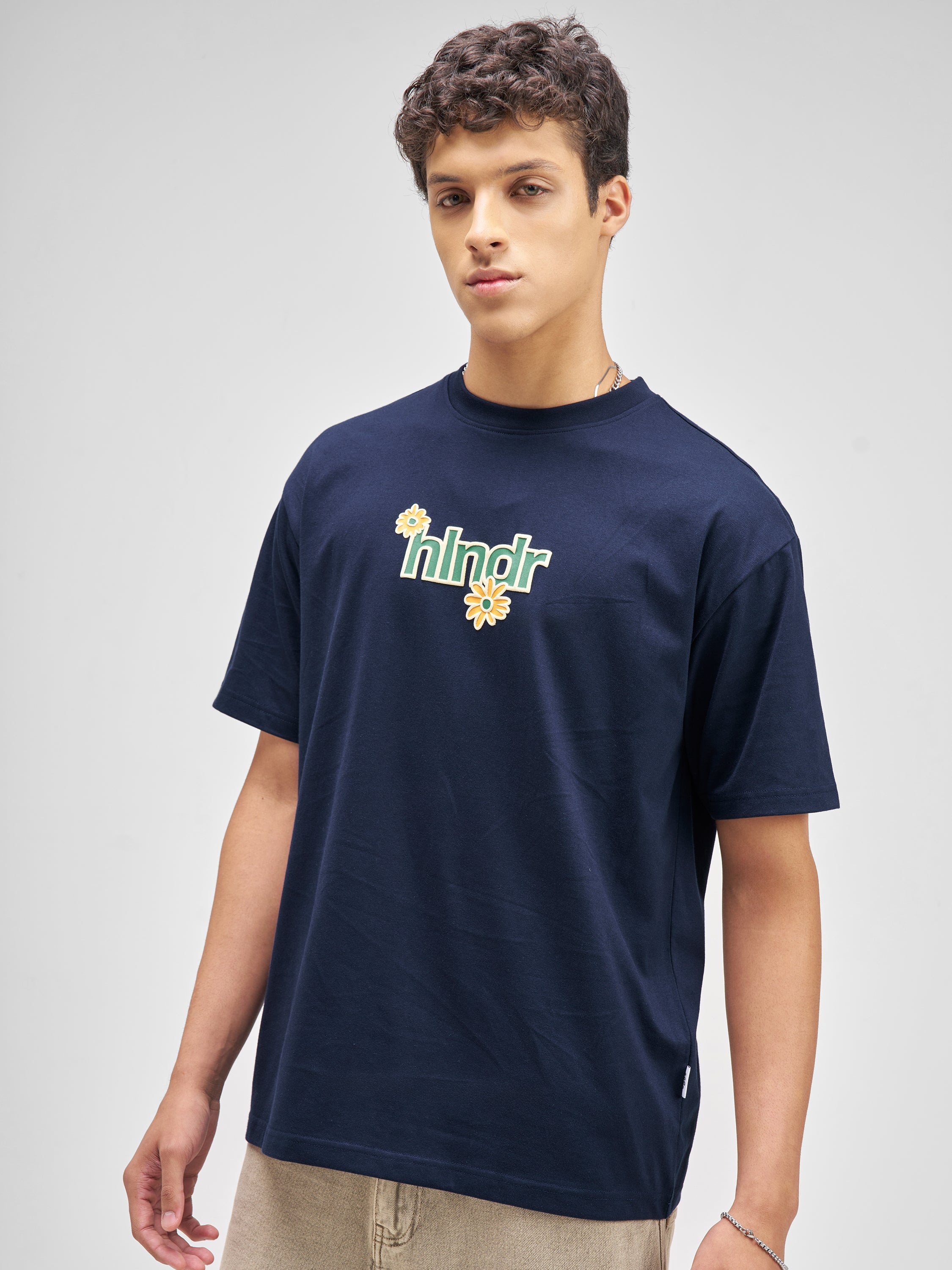 Highlander Men Navy Blue Printed Round Neck T-Shirt - Navy Blue - Image 3