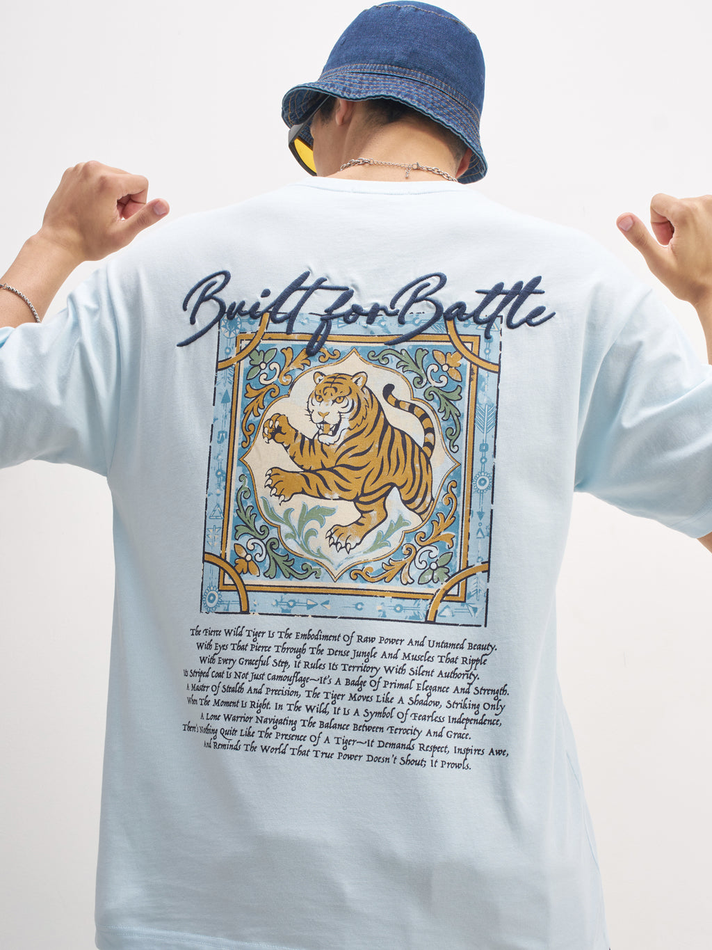 Highlander Men Blue Printed Round Neck  T-Shirt - Blue - Image 1