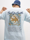 Highlander Men Blue Printed Round Neck  T-Shirt - Blue - Image 1