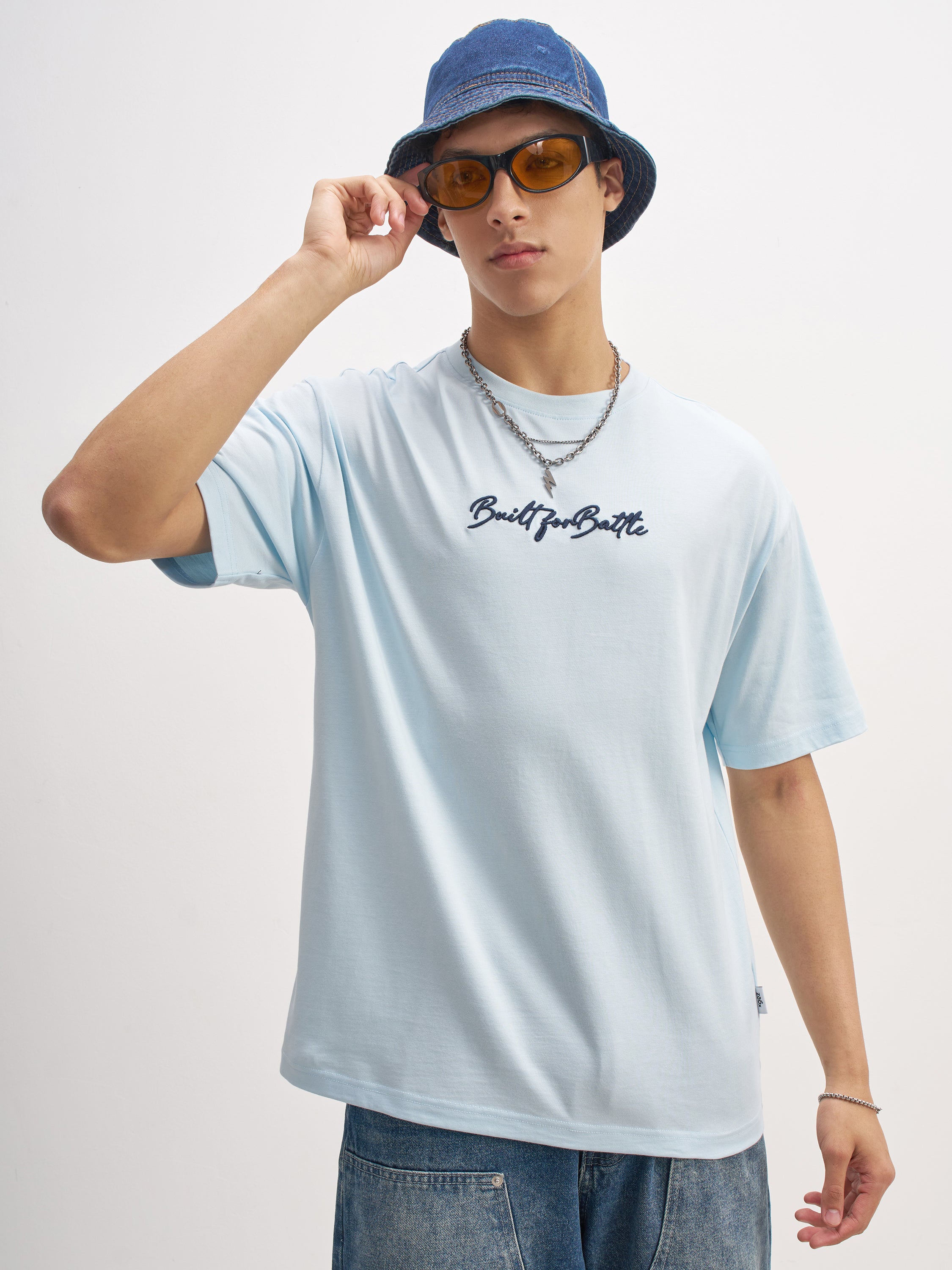 Highlander Men Blue Printed Round Neck  T-Shirt - Blue - Image 3