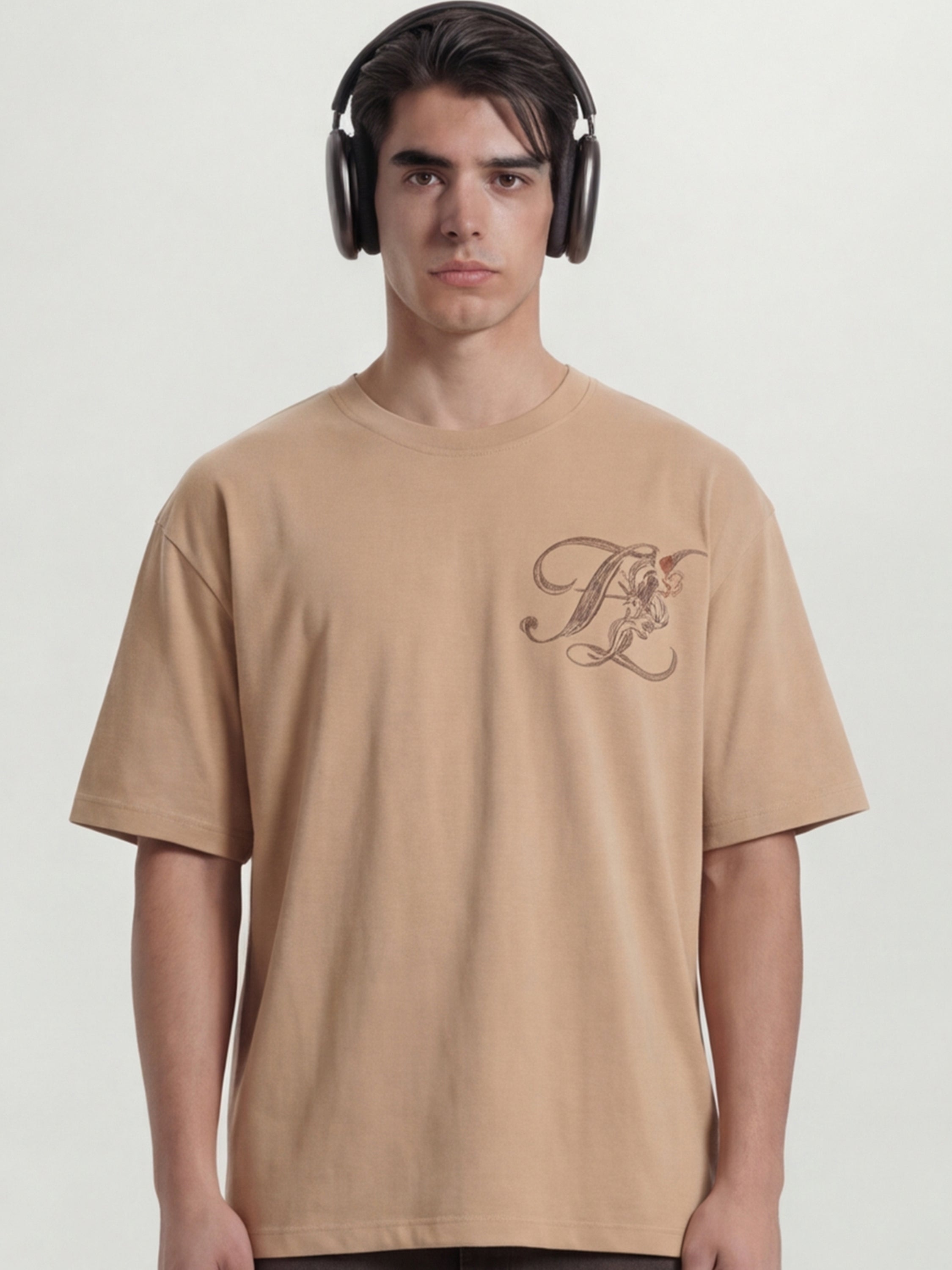Highlander Men Tan Printed Round Neck T-Shirt - Tan - Image 3