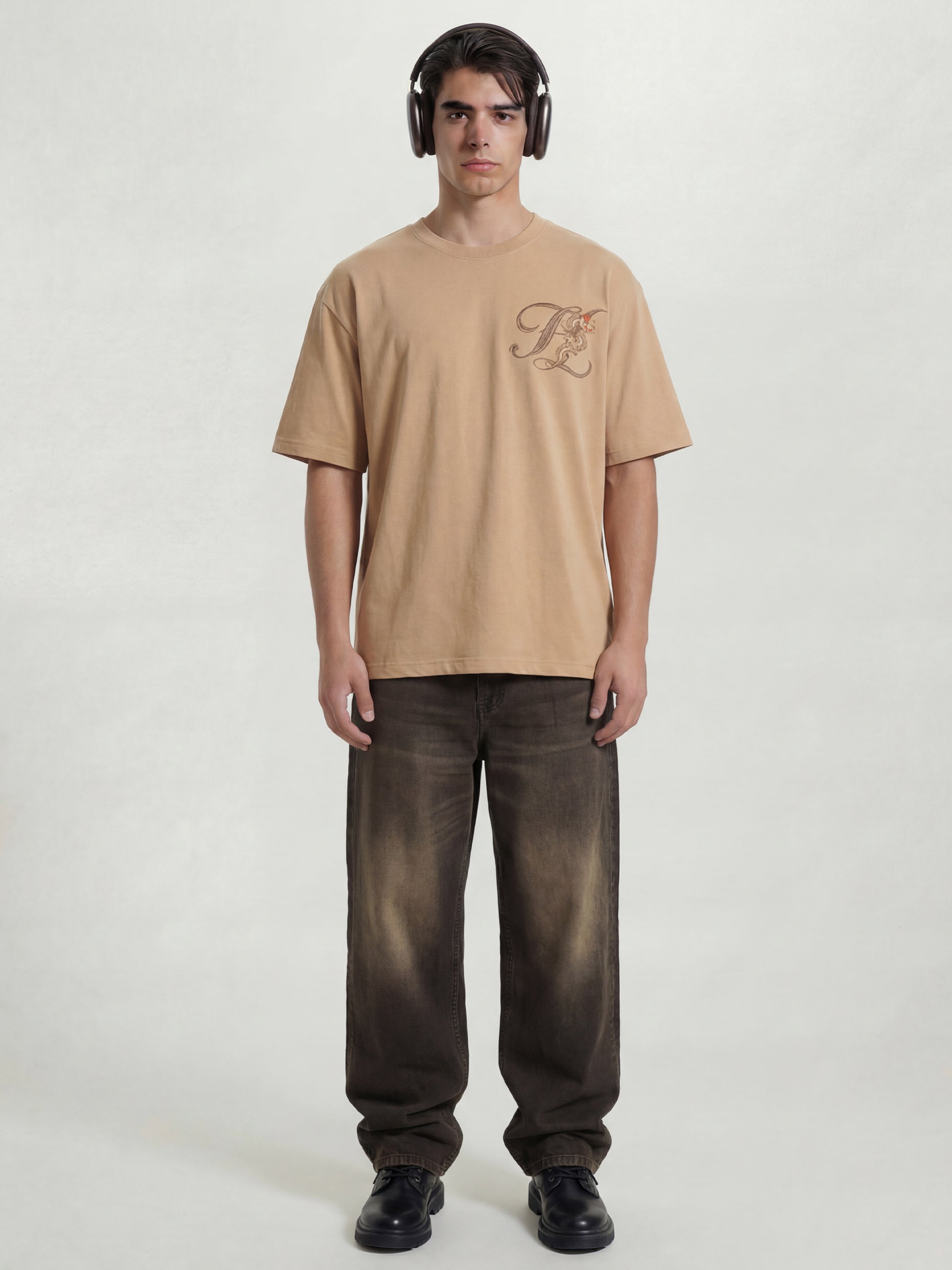 Highlander Men Tan Printed Round Neck T-Shirt - Tan - Image 4