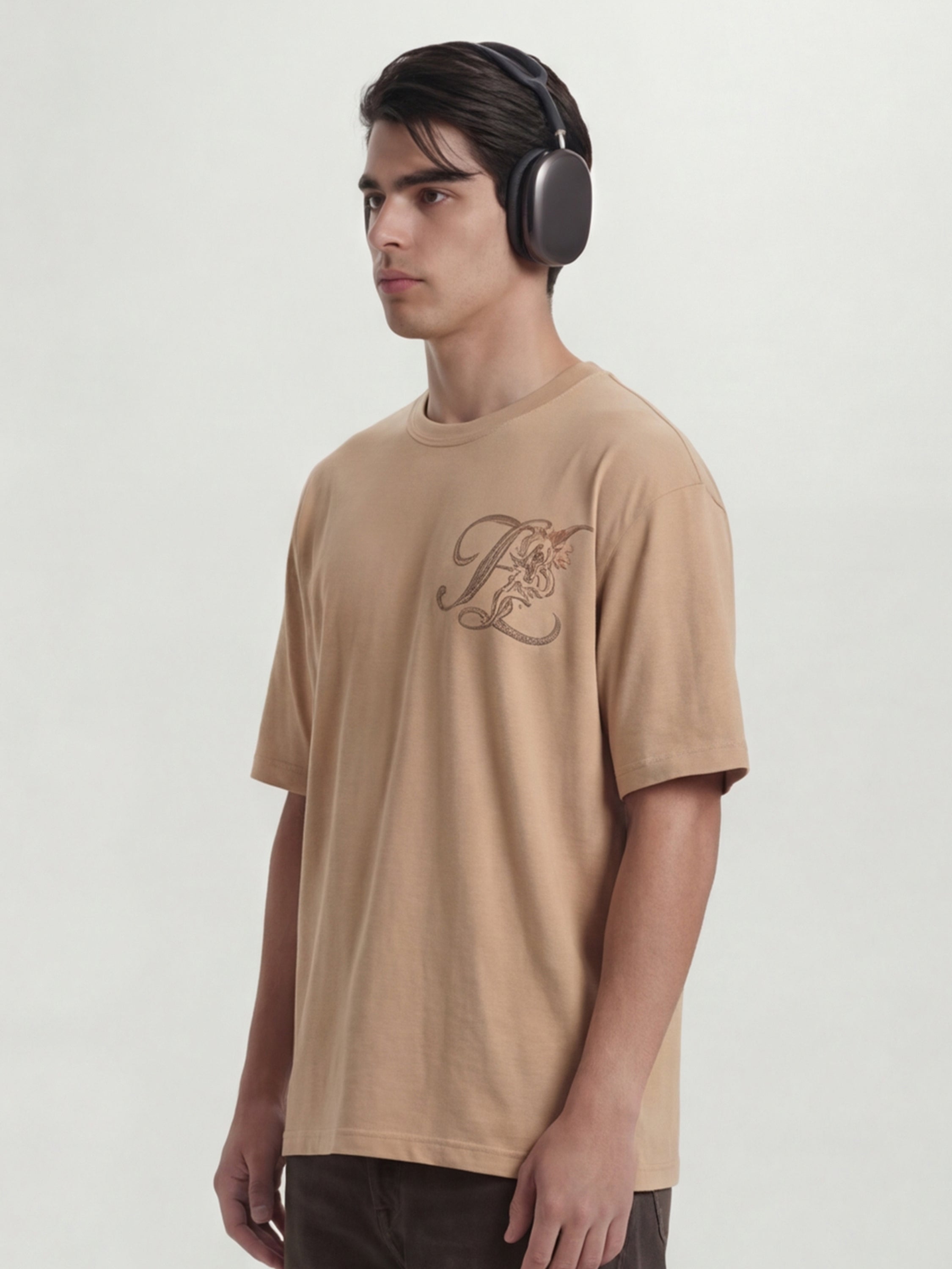 Highlander Men Tan Printed Round Neck T-Shirt - Tan - Image 6