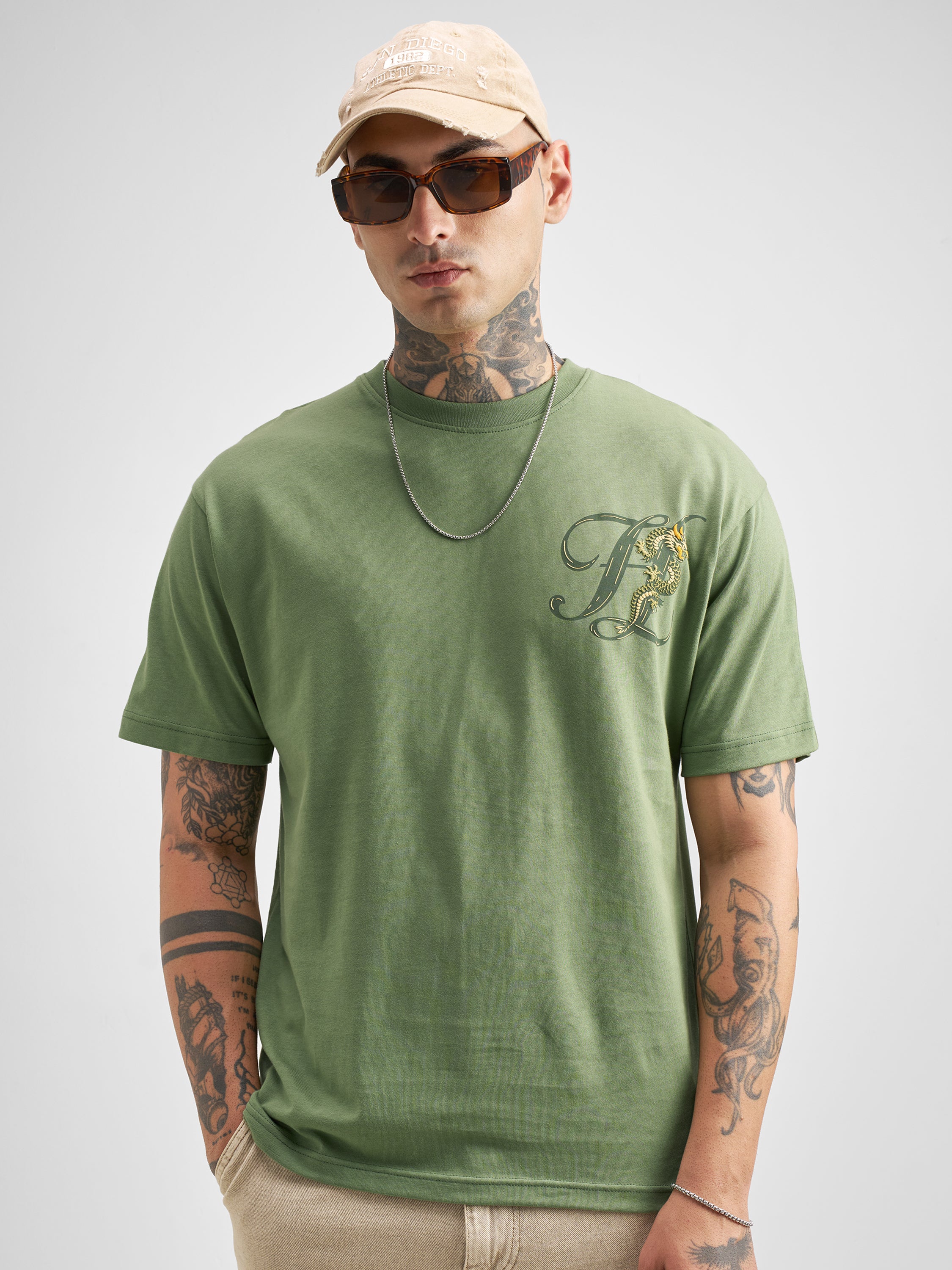 Highlander Men Green Printed Round Neck T-Shirt - Green - Image 3