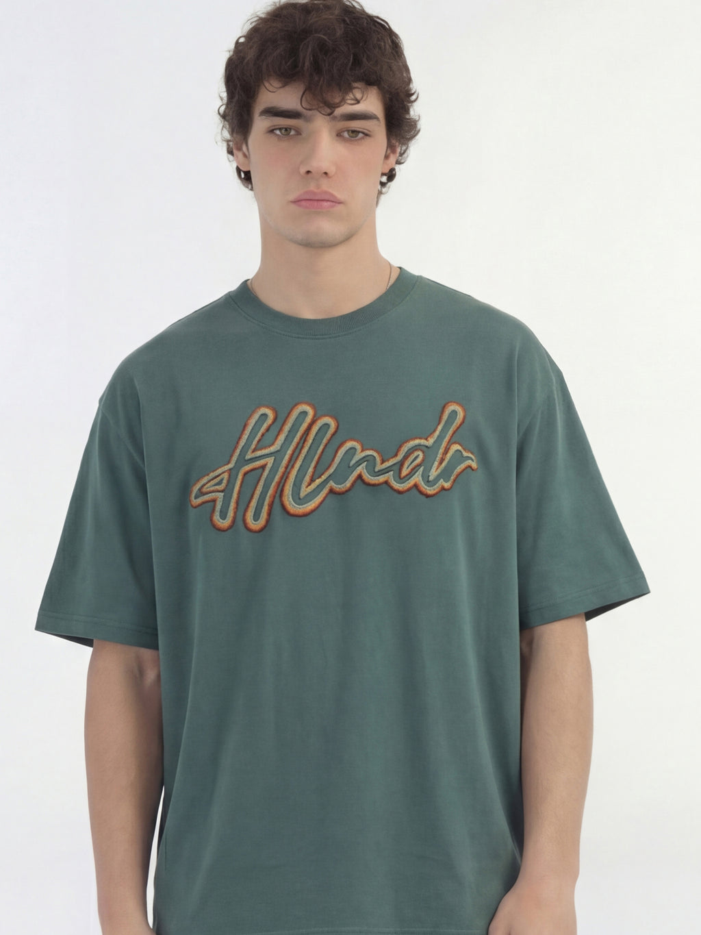 Highlander Men Teal Embroidered Round Neck T-Shirt - Teal - Image 4