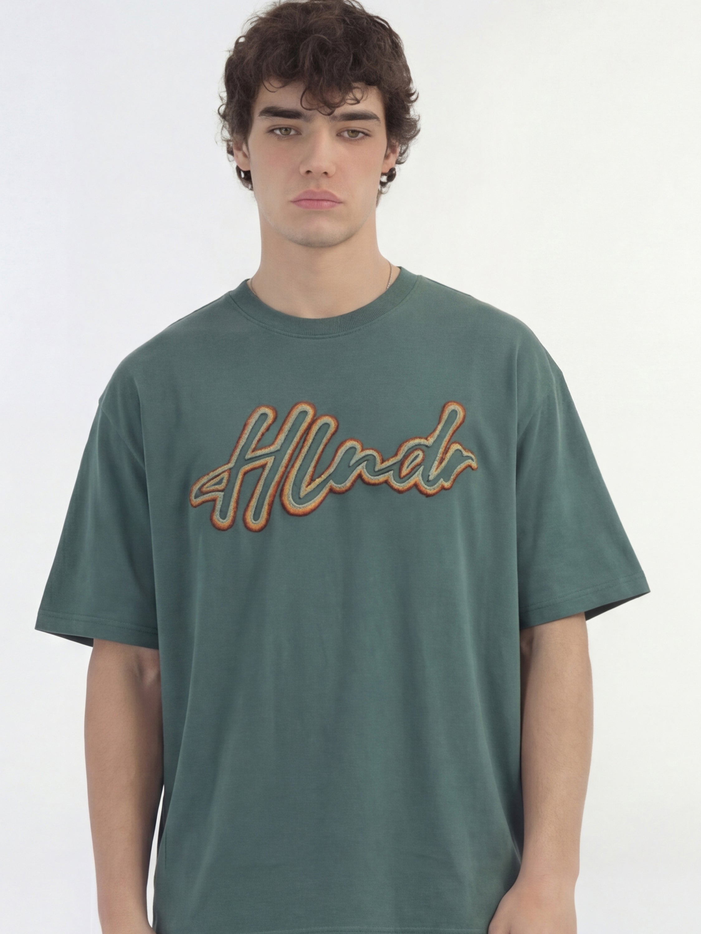 Highlander Men Teal Embroidered Round Neck T-Shirt - Teal - Image 4