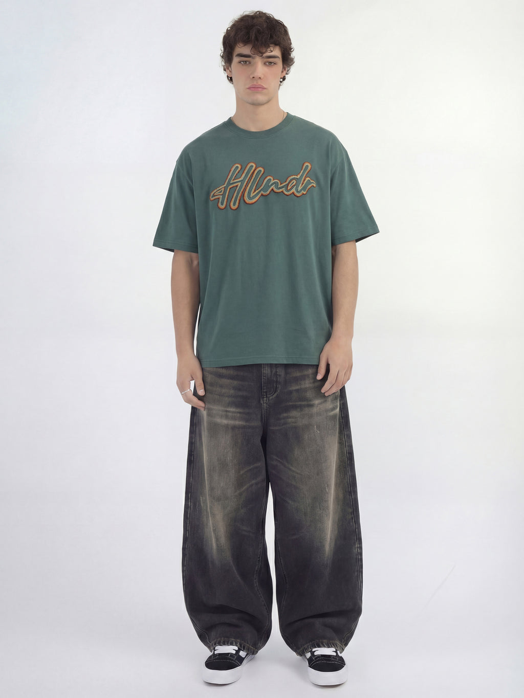Highlander Men Teal Embroidered Round Neck T-Shirt - Teal - Image 5