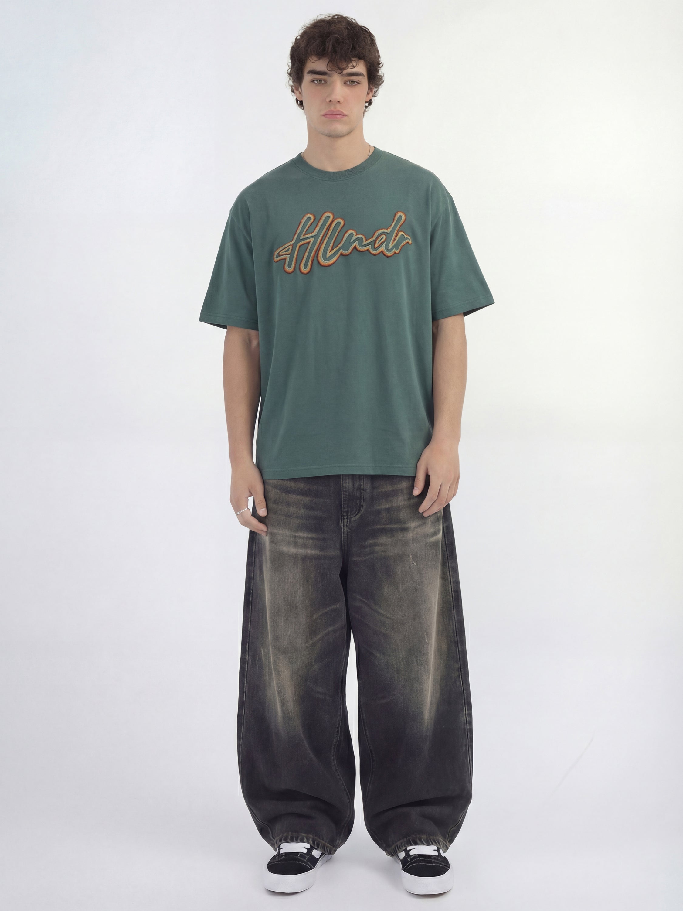 Highlander Men Teal Embroidered Round Neck T-Shirt - Teal - Image 5