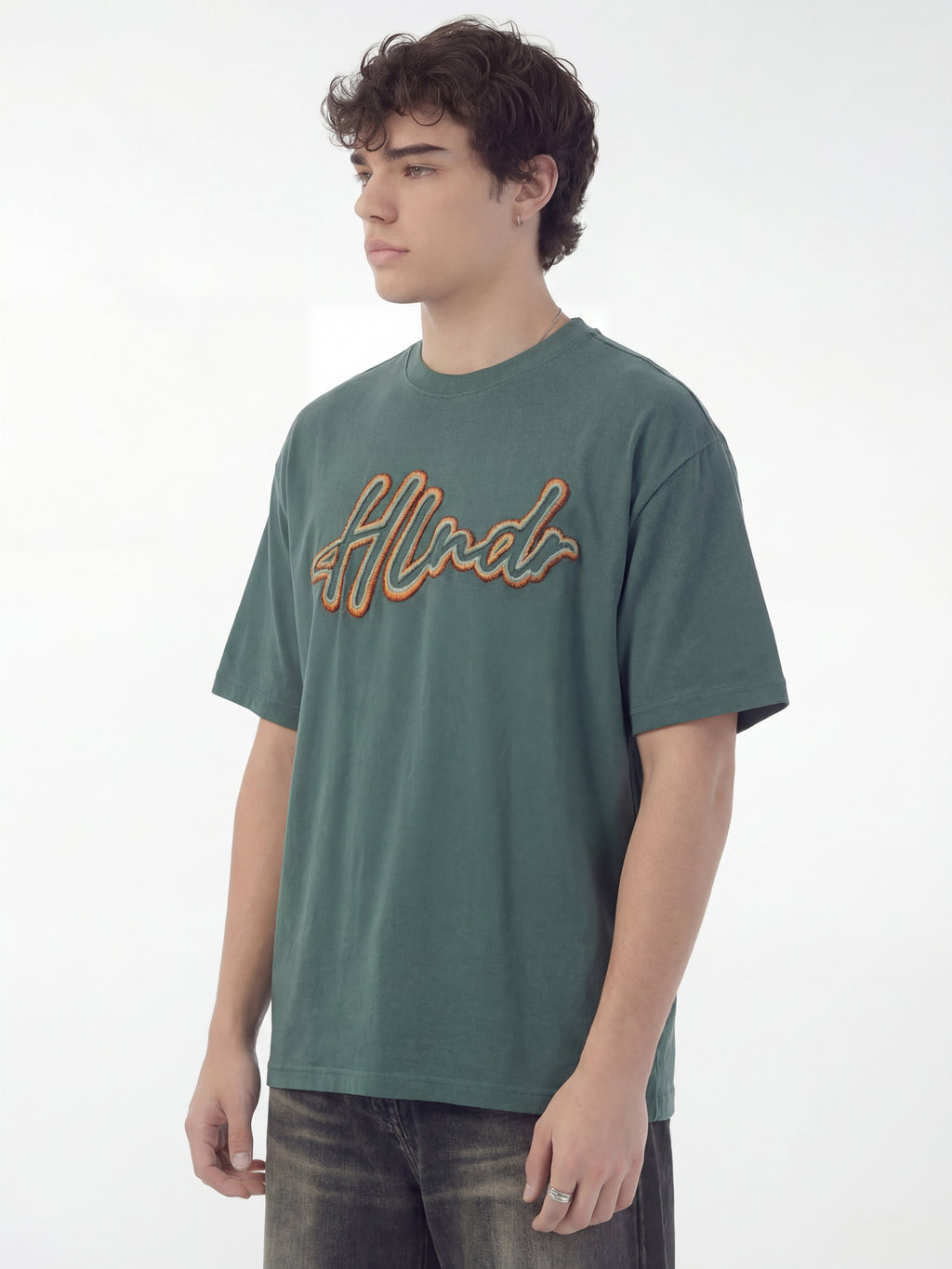 Highlander Men Teal Embroidered Round Neck T-Shirt - Teal - Image 7