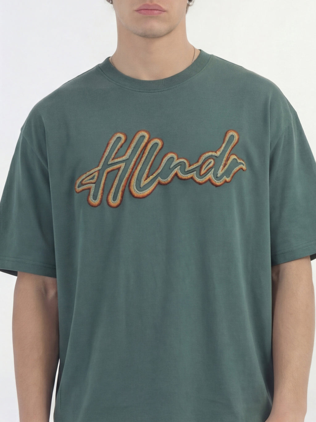 Highlander Men Teal Embroidered Round Neck T-Shirt - Teal - Image 8