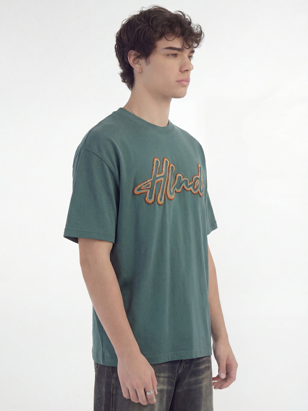 Highlander Men Teal Embroidered Round Neck T-Shirt - Teal - Image 9
