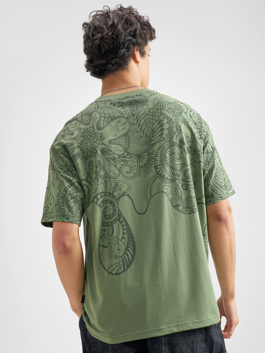 Highlander Men Olive Printed Round Neck T-Shirt - Olive - Image 3