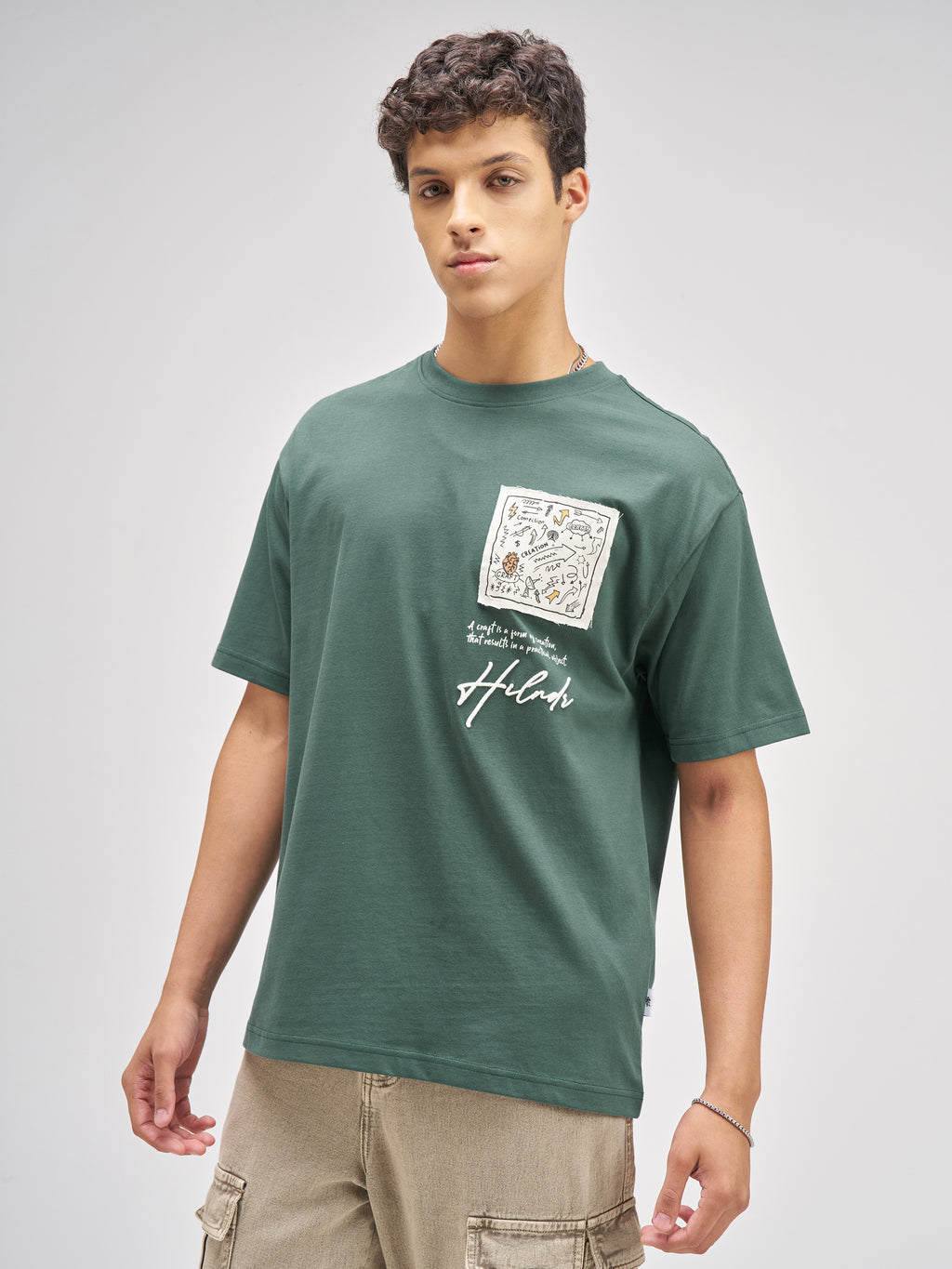 Highlander Men Green Applique Round Neck T-Shirt - Green - Image 4
