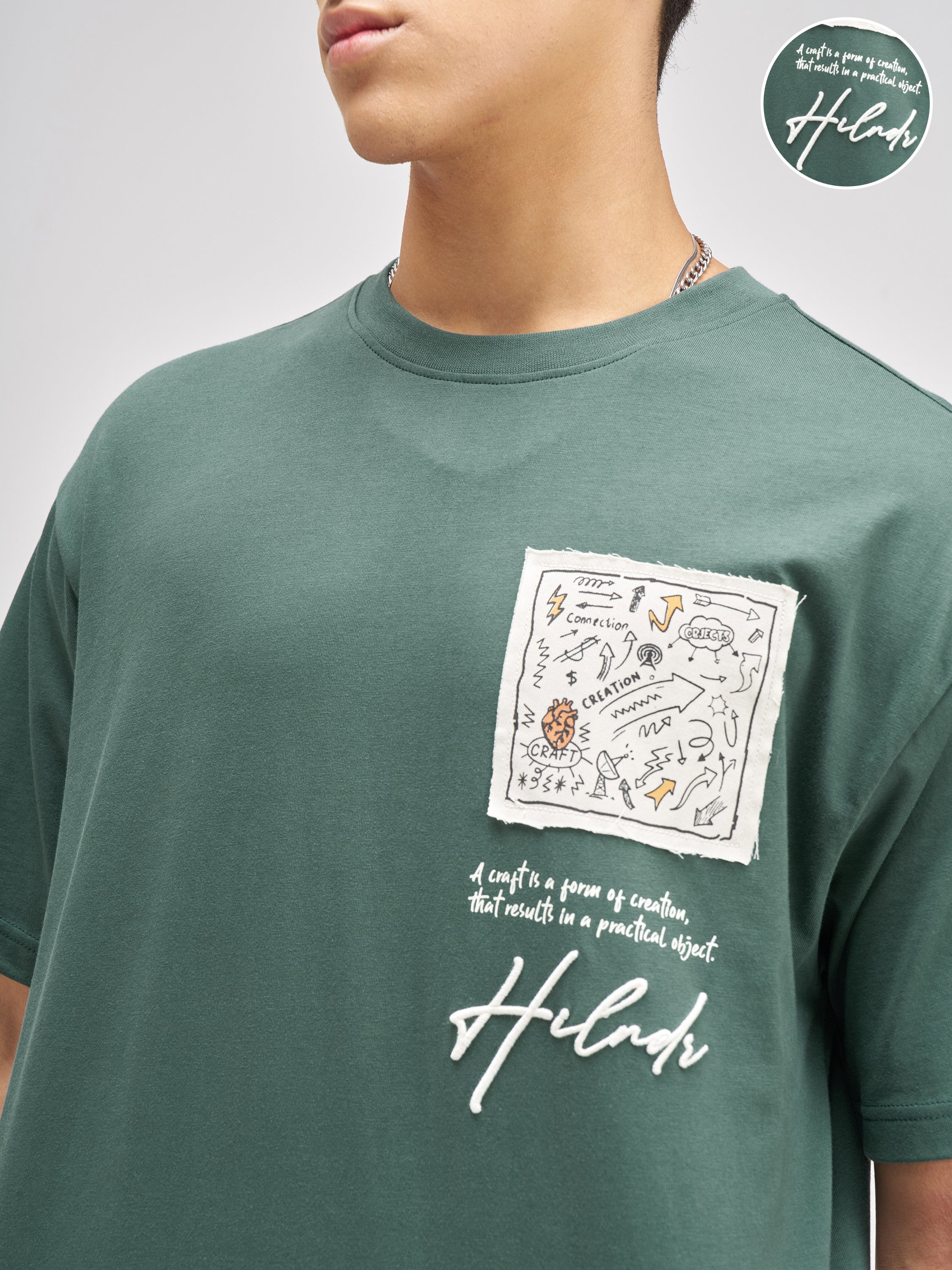 Highlander Men Green Applique Round Neck T-Shirt - Green - Image 5