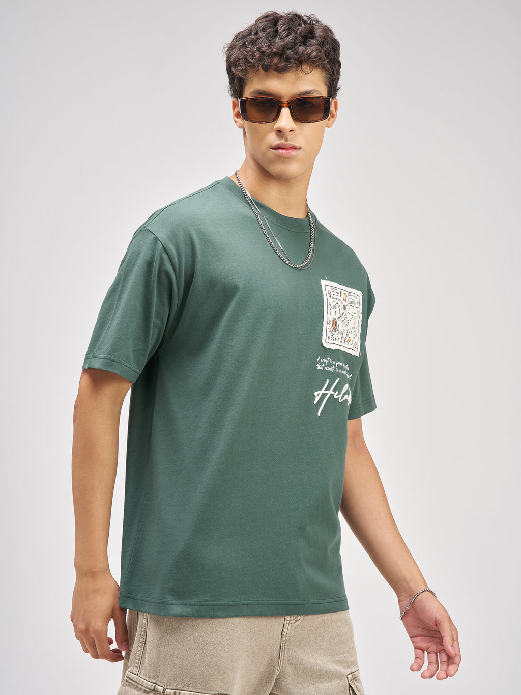 Highlander Men Green Applique Round Neck T-Shirt - Green - Image 6