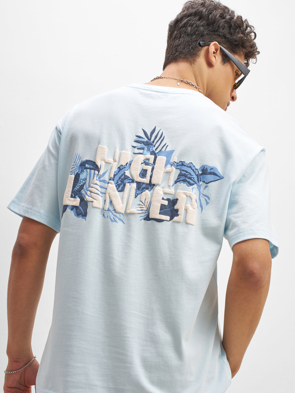 Highlander Men Blue Printed Round Neck T-Shirt - Blue - Image 1