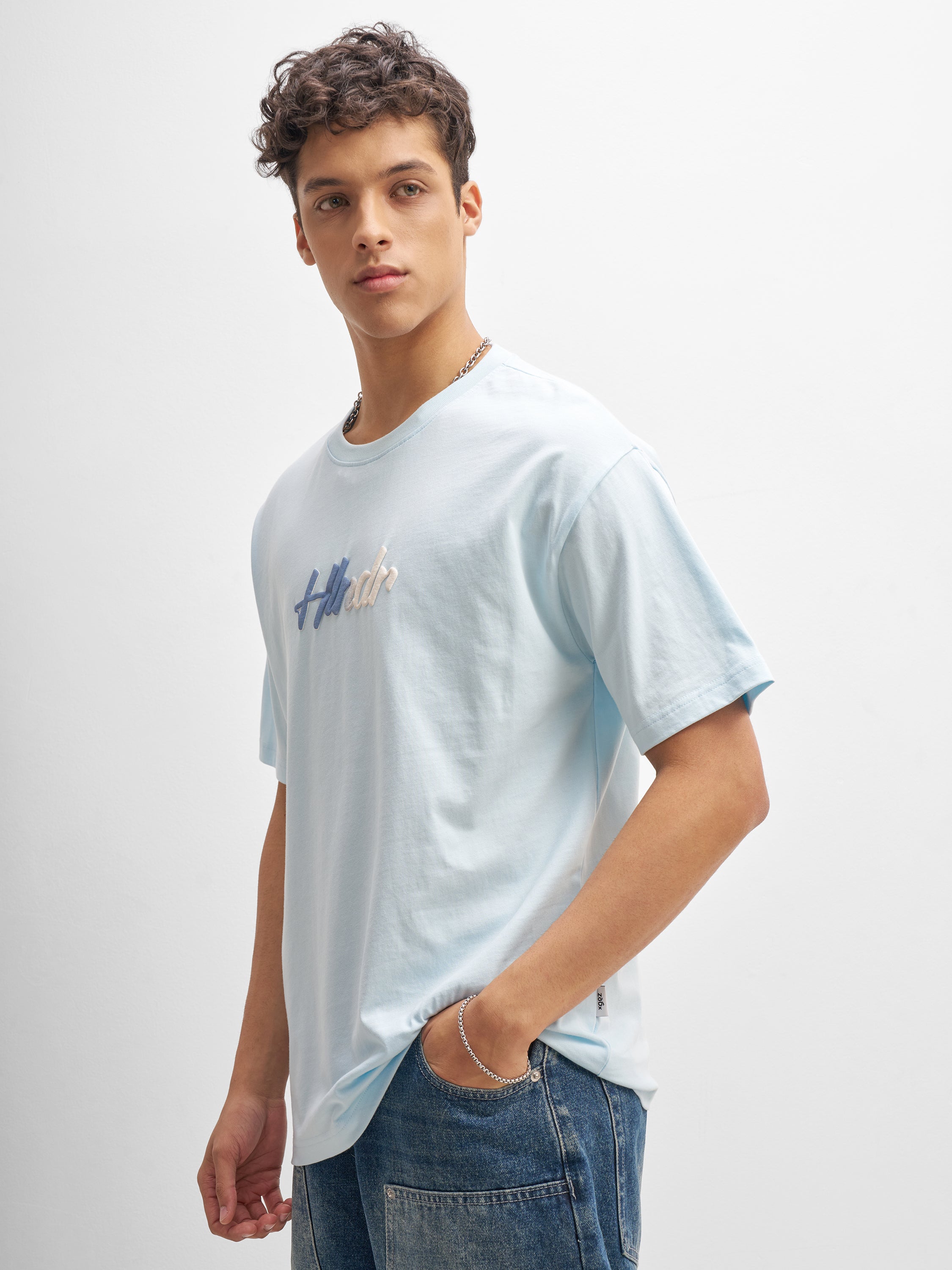Highlander Men Blue Printed Round Neck T-Shirt - Blue - Image 4
