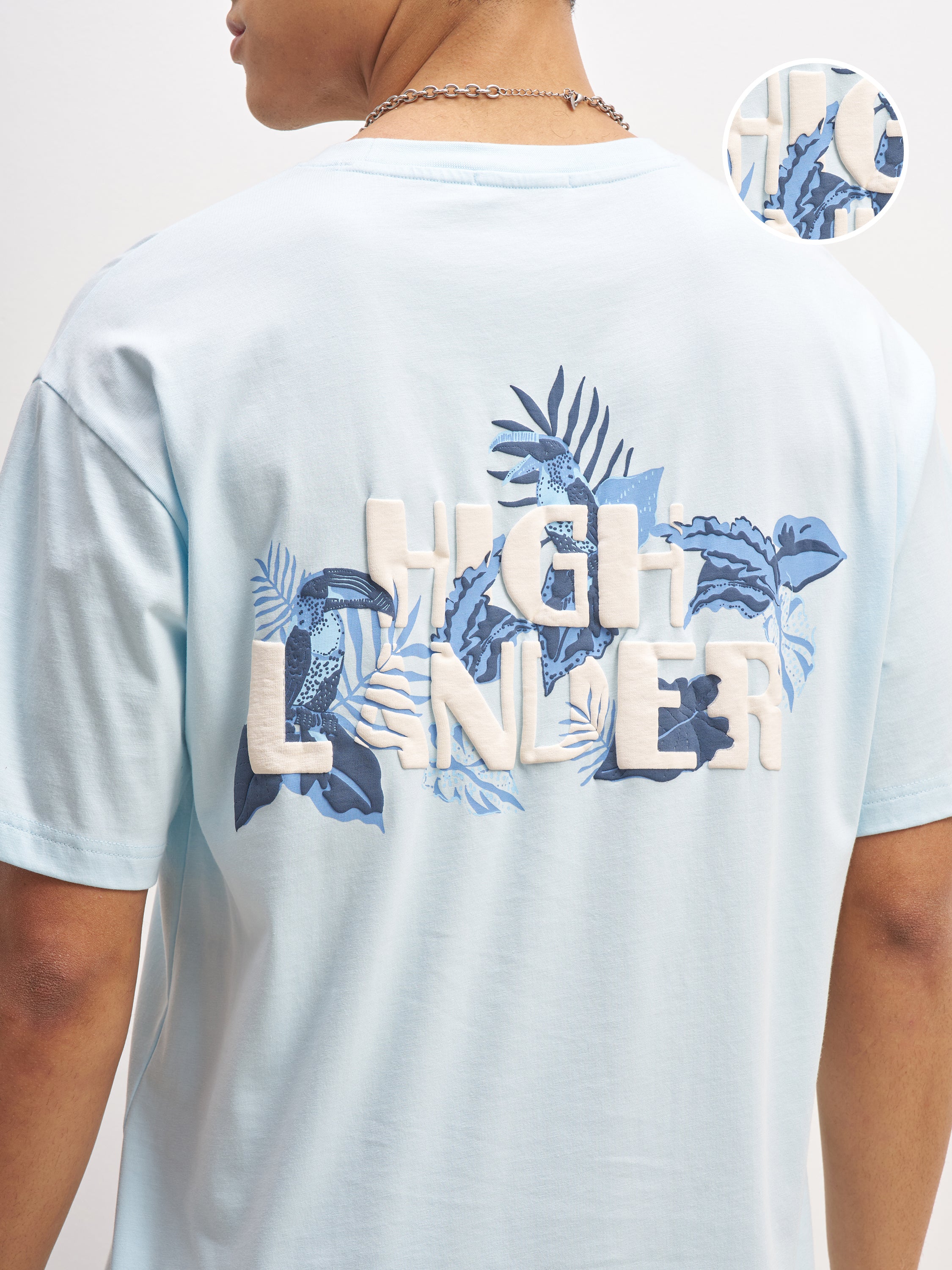 Highlander Men Blue Printed Round Neck T-Shirt - Blue - Image 5