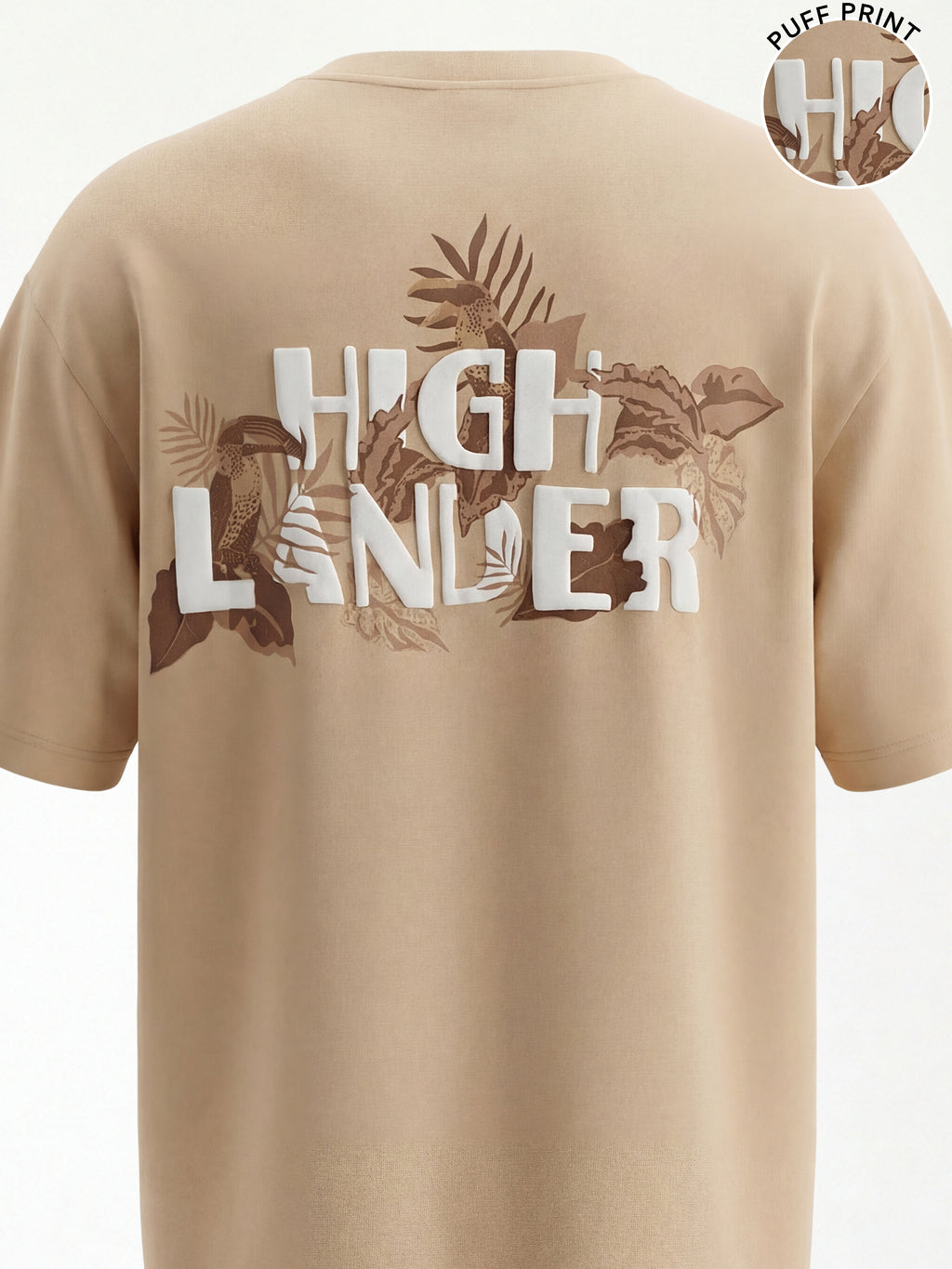 Highlander Men Beige Printed Round Neck T-Shirt - Beige - Image 1