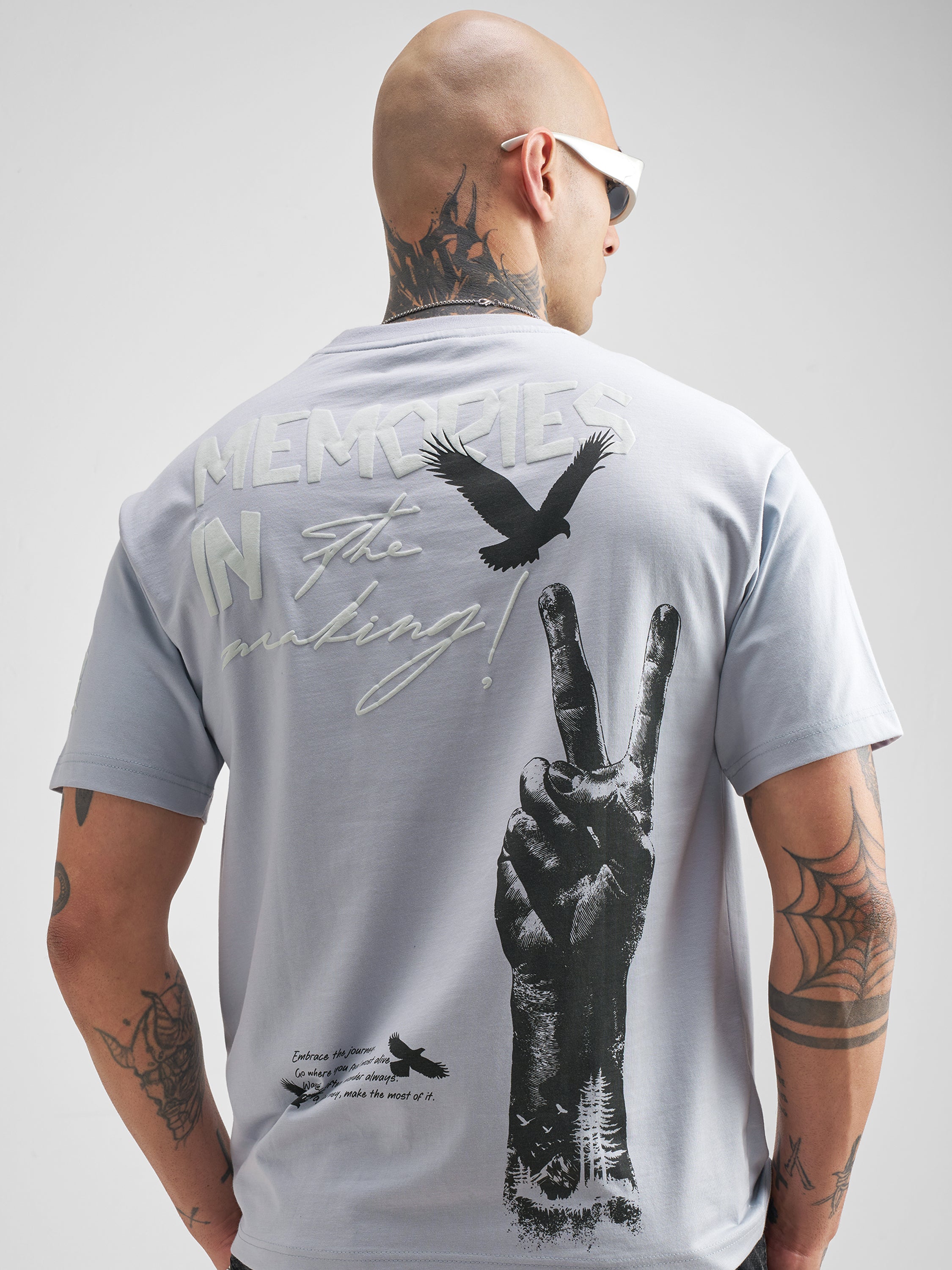 Highlander Men Blue Printed Round Neck T-Shirt - Blue - Image 1