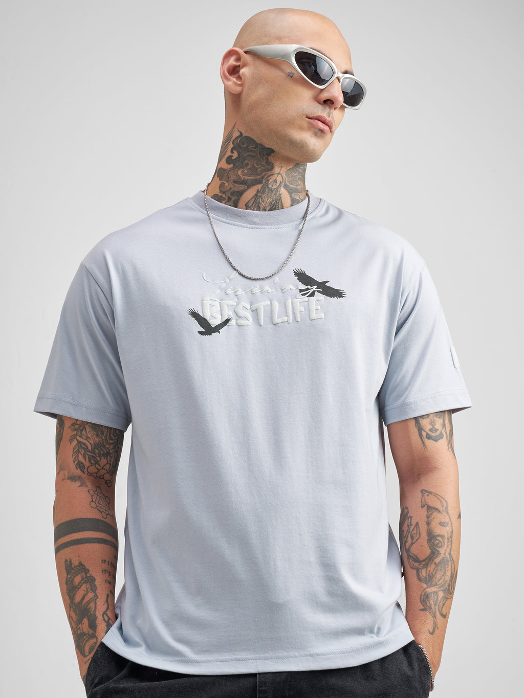 Highlander Men Blue Printed Round Neck T-Shirt - Blue - Image 3