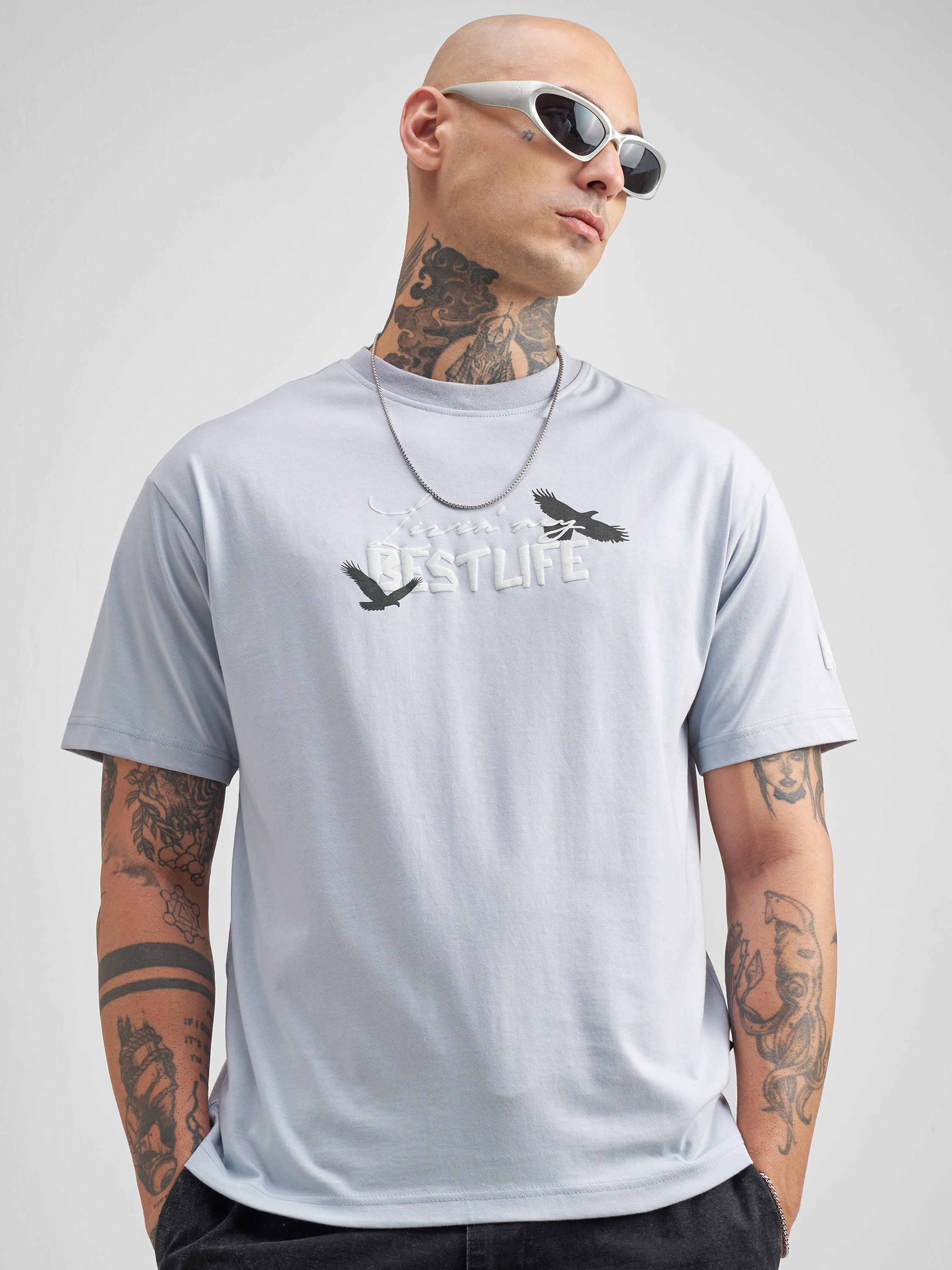 Highlander Men Blue Printed Round Neck T-Shirt - Blue - Image 3