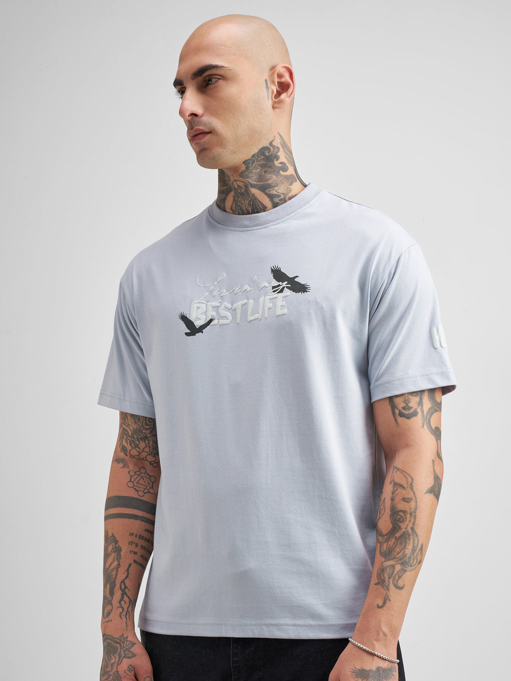Highlander Men Blue Printed Round Neck T-Shirt - Blue - Image 4