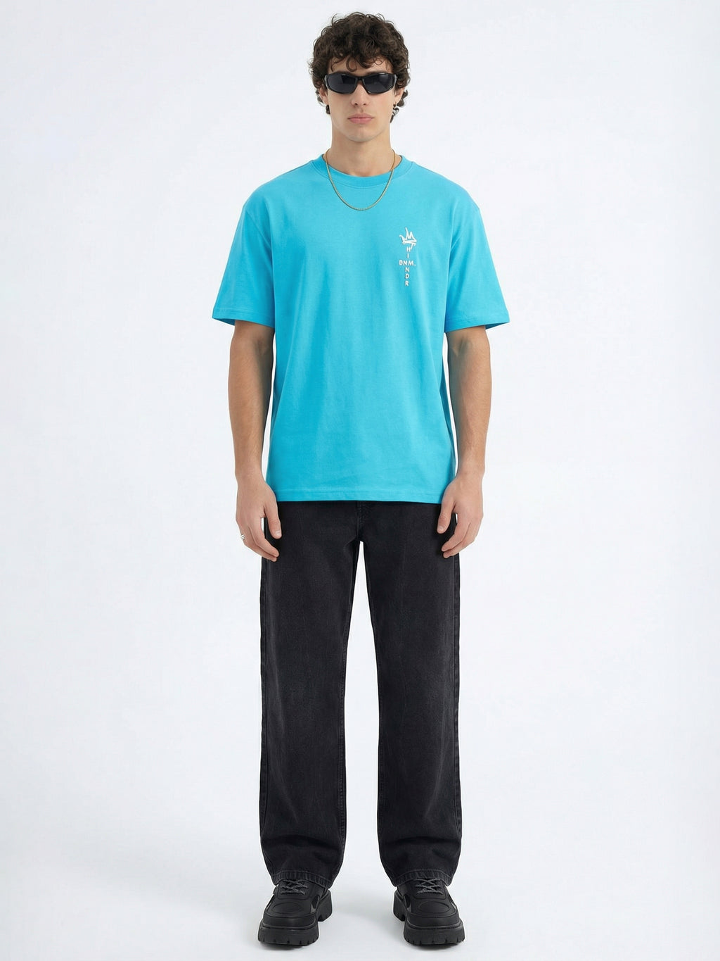 Highlander Men Blue Printed Round Neck T-Shirt - Blue - Image 4