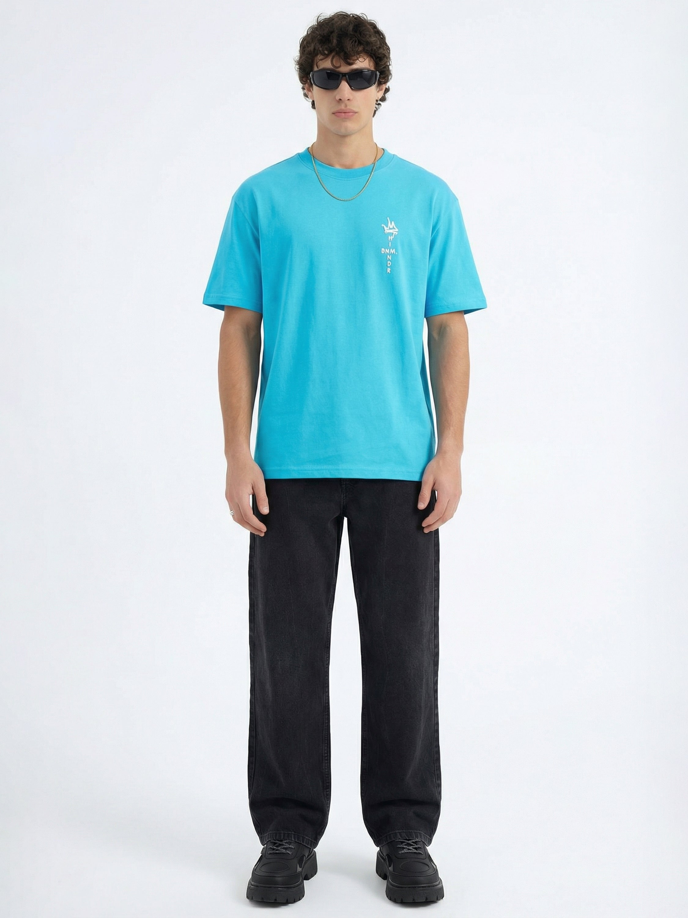 Highlander Men Blue Printed Round Neck T-Shirt - Blue - Image 4