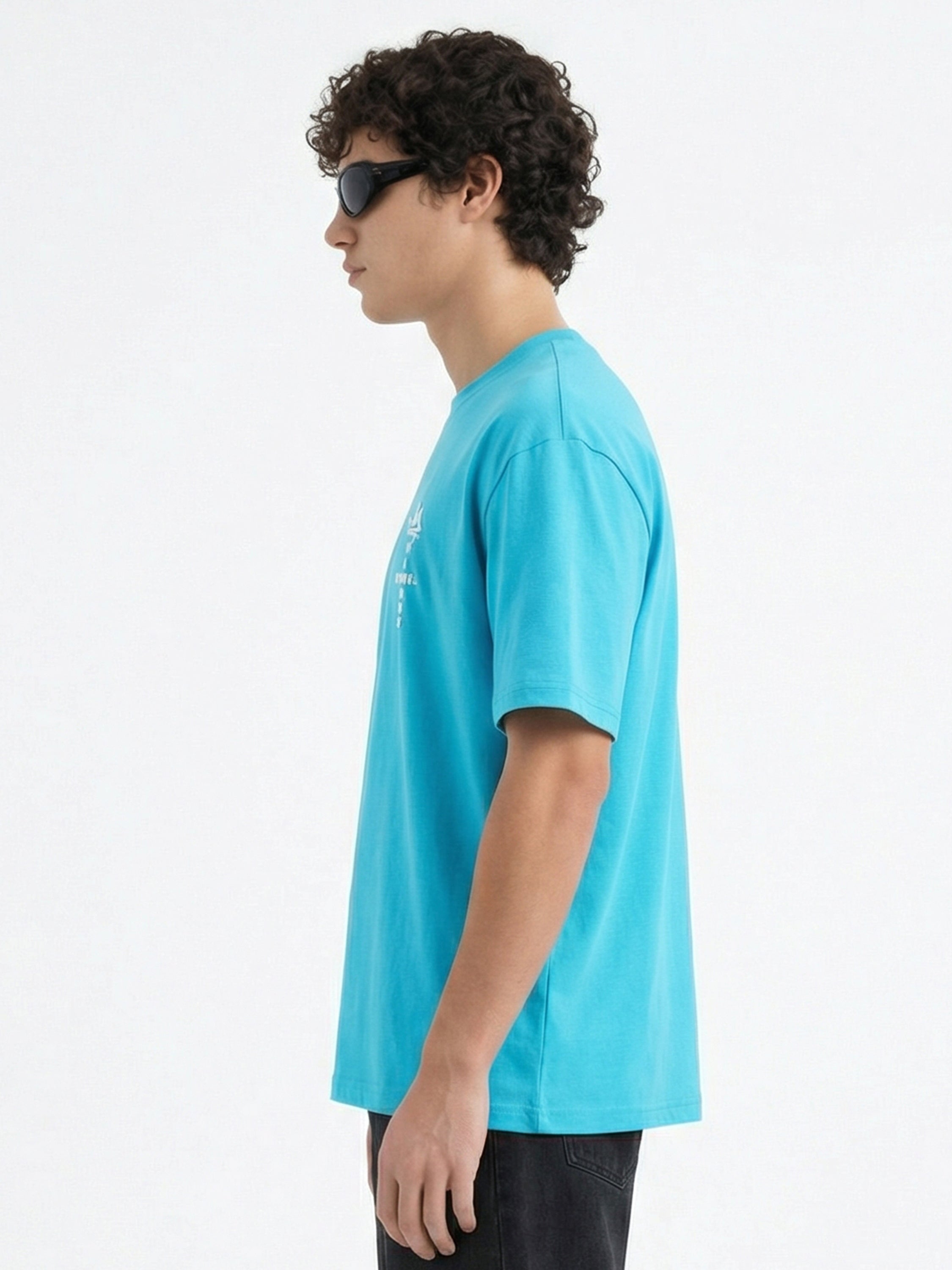 Highlander Men Blue Printed Round Neck T-Shirt - Blue - Image 6