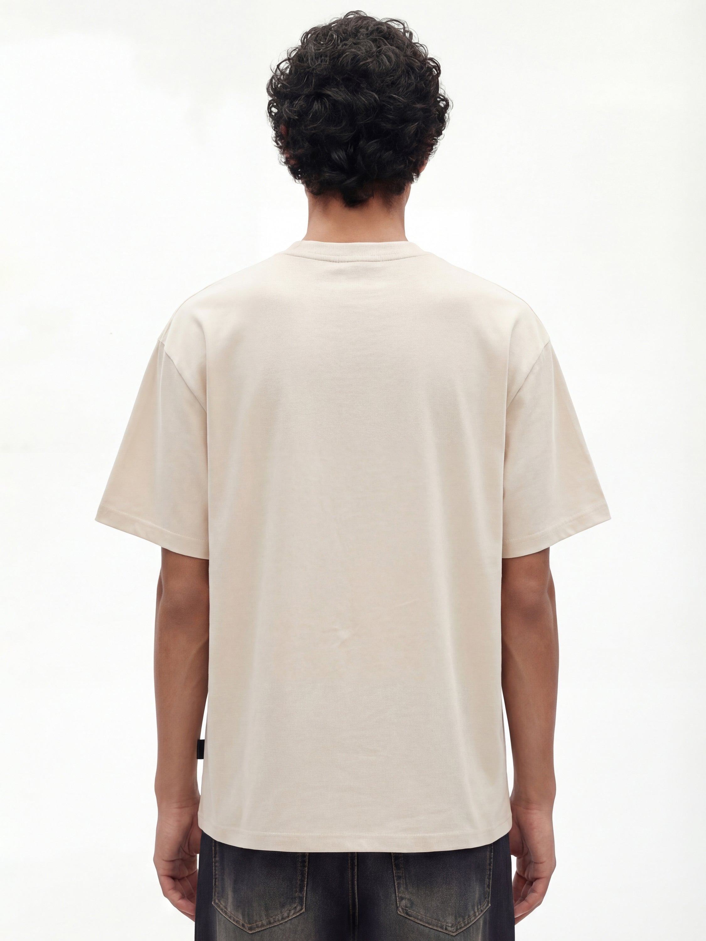 Highlander Men Cream Applique Round Neck T-Shirt - Cream - Image 5