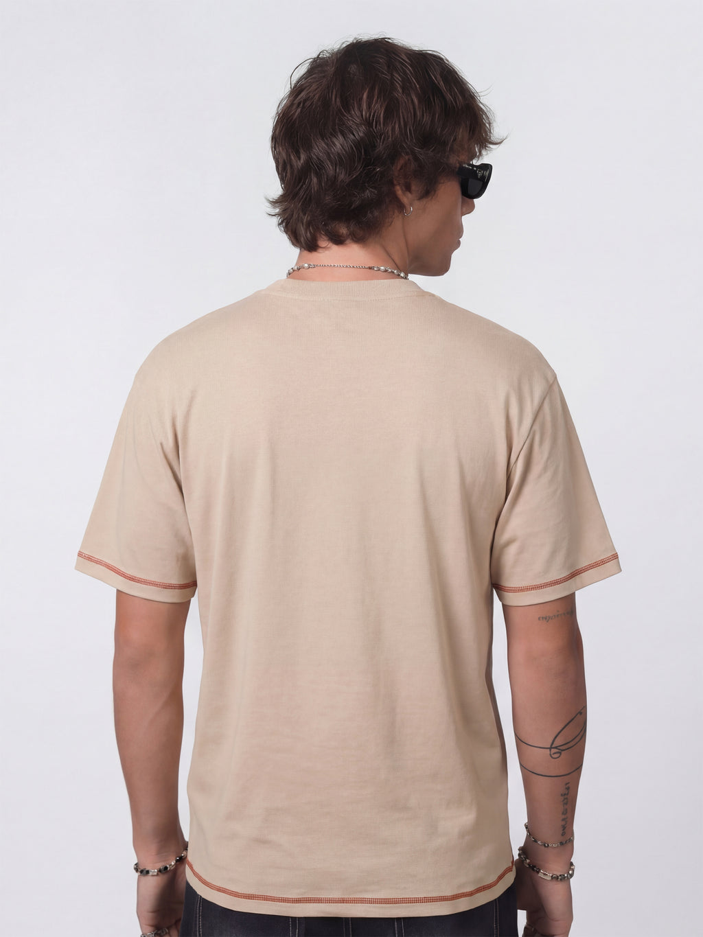 Highlander Men Beige Embroidered Round Neck T-Shirt - Beige - Image 5