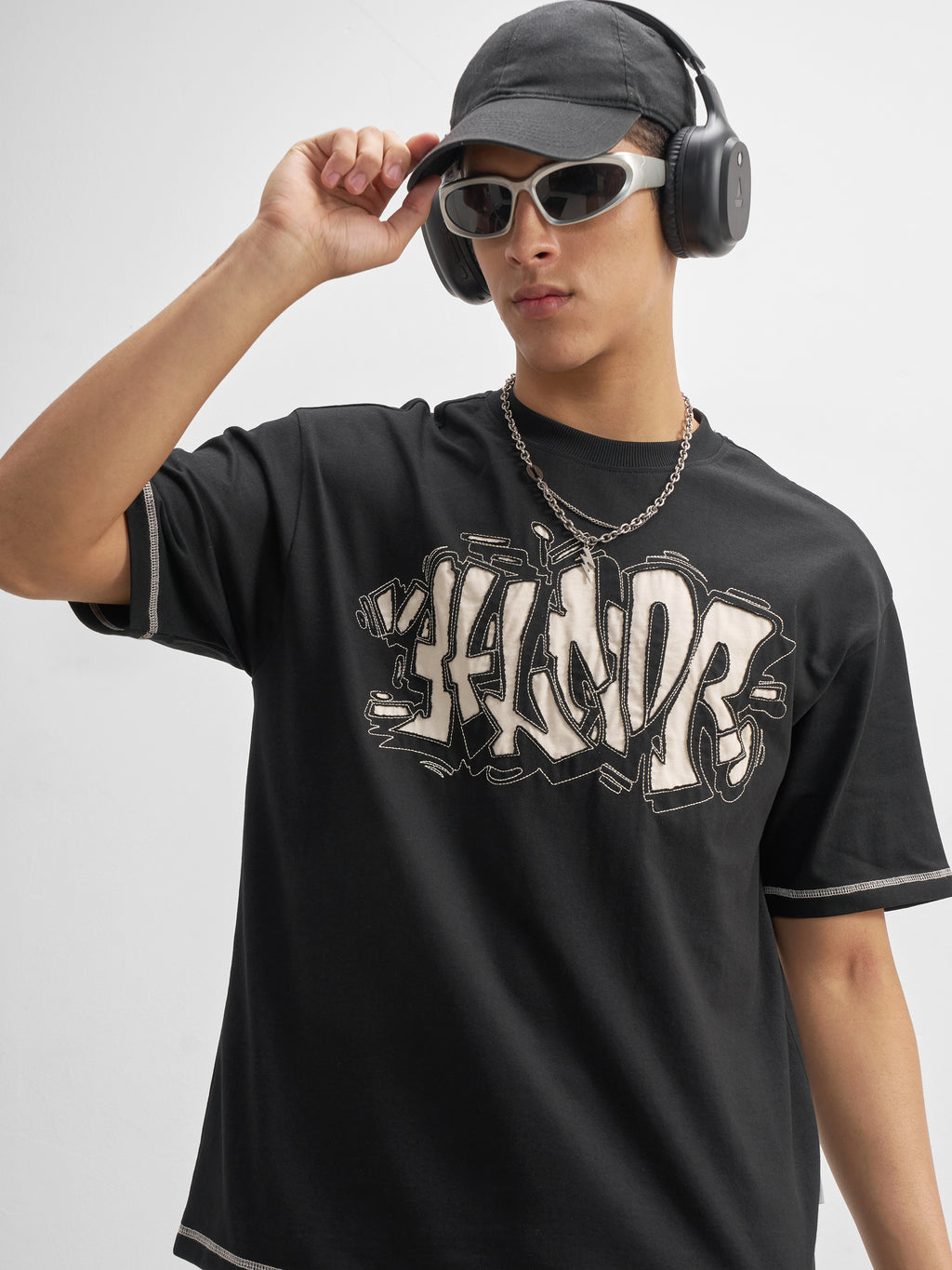 Highlander Men Black Embroidered Round Neck T-Shirt - Black - Image 1