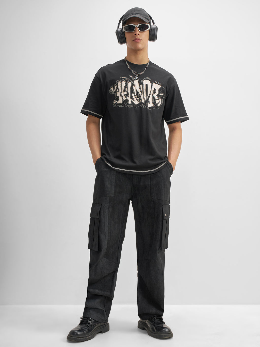 Highlander Men Black Embroidered Round Neck T-Shirt - Black - Image 2
