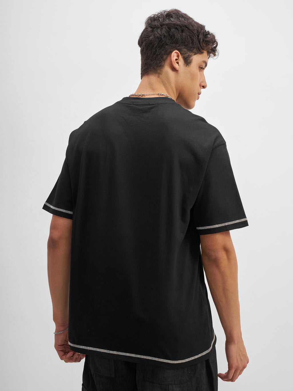 Highlander Men Black Embroidered Round Neck T-Shirt - Black - Image 3