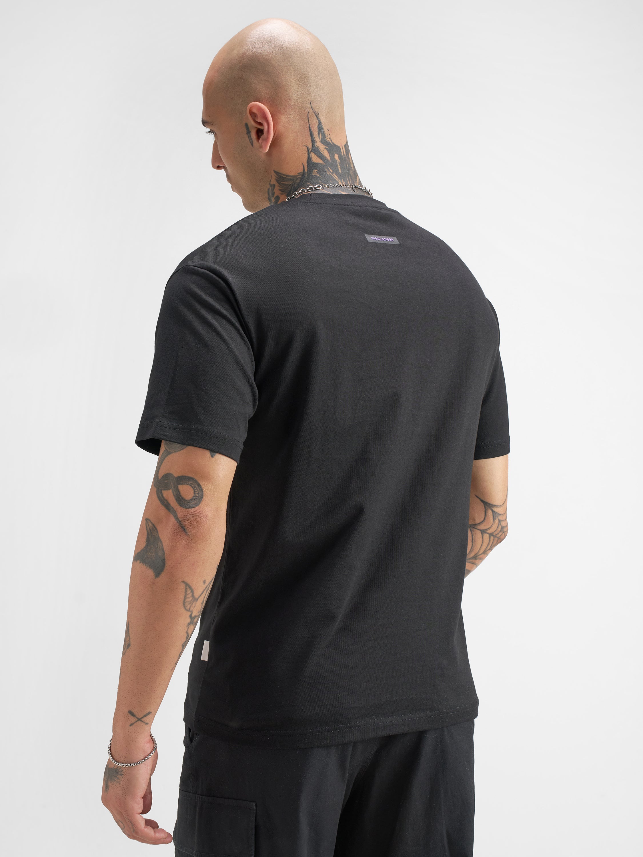 Highlander Men Black Printed Round Neck T-Shirt - Black - Image 3