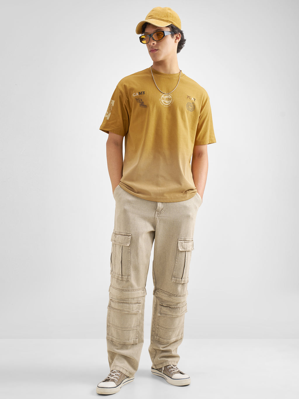 Highlander Men Mustard Printed Round Neck T-Shirt - Mustard - Image 2