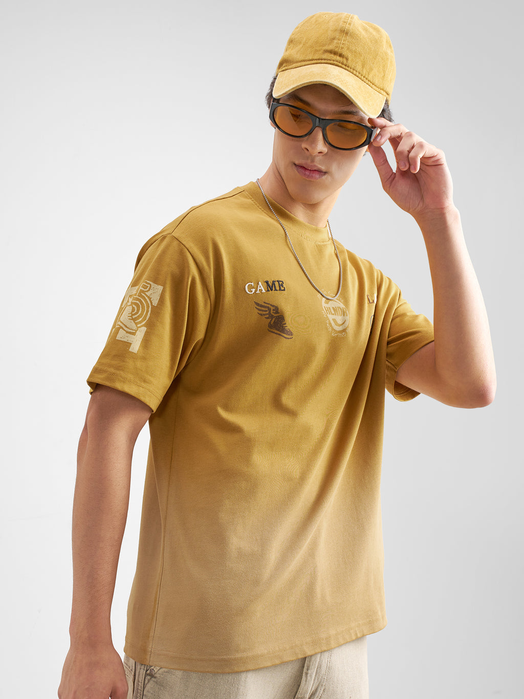 Highlander Men Mustard Printed Round Neck T-Shirt - Mustard - Image 6