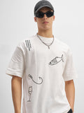 Highlander Men White Embroidered Round Neck T-Shirt - White - Image 1
