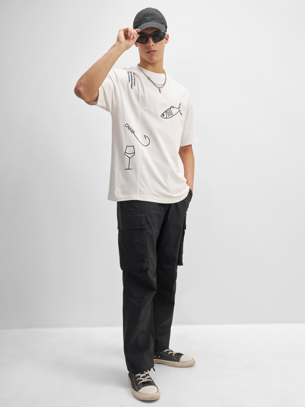 Highlander Men White Embroidered Round Neck T-Shirt - White - Image 2
